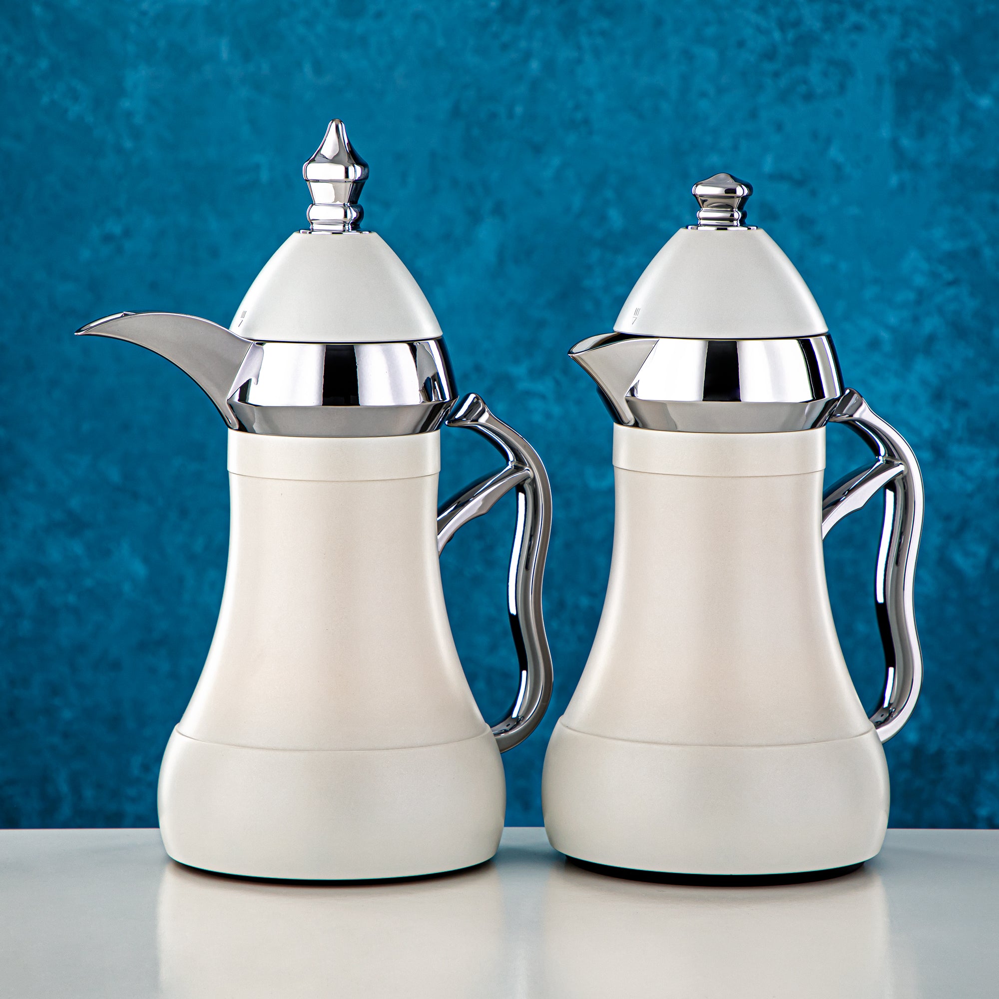 Almarjan 2 Pieces Vacuum Flask Set White & Silver - AMJ-070/B070Q330YZC