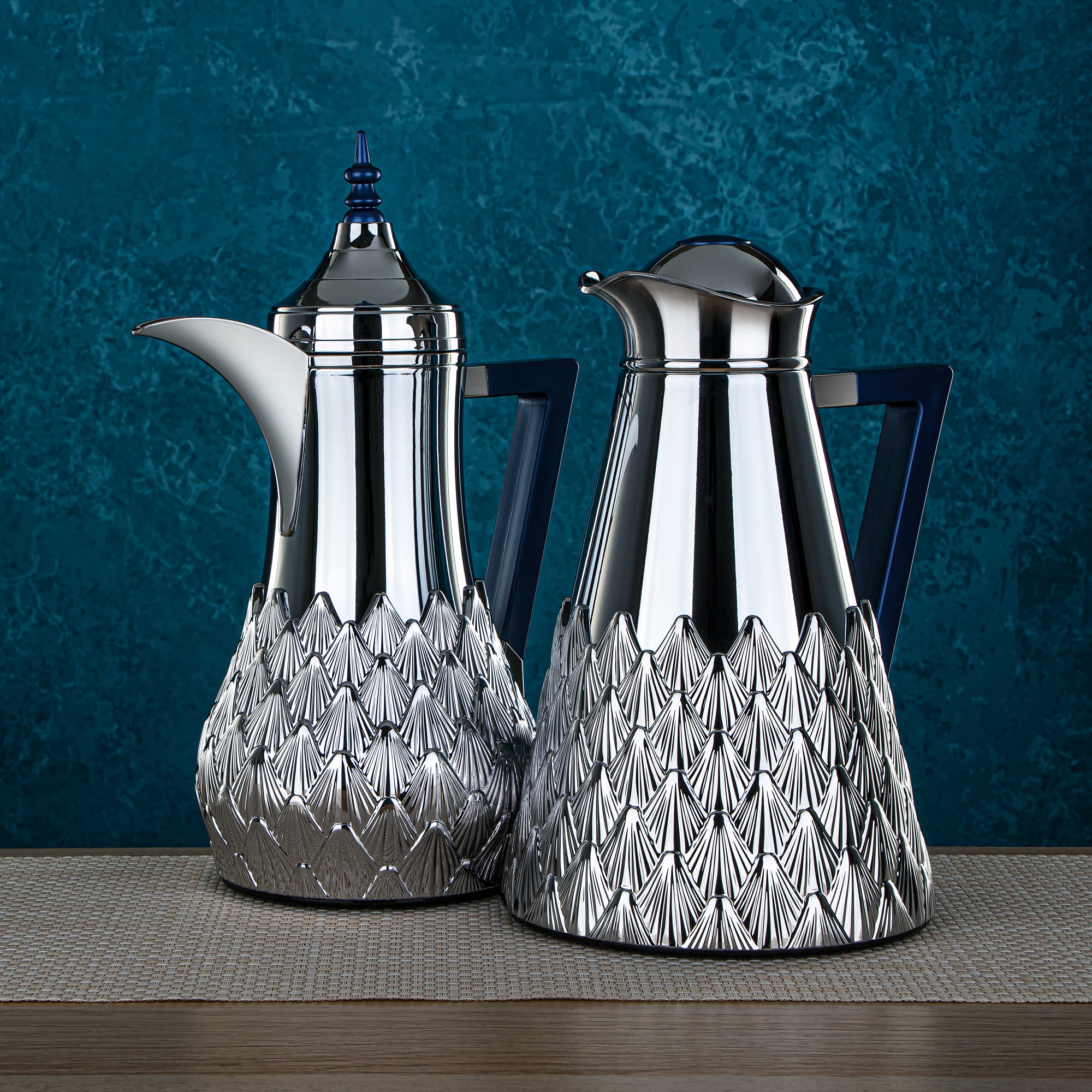 Almarjan 2 Pieces Vacuum Flask Silver & Navy Blue Set - CBN-CBO FCB