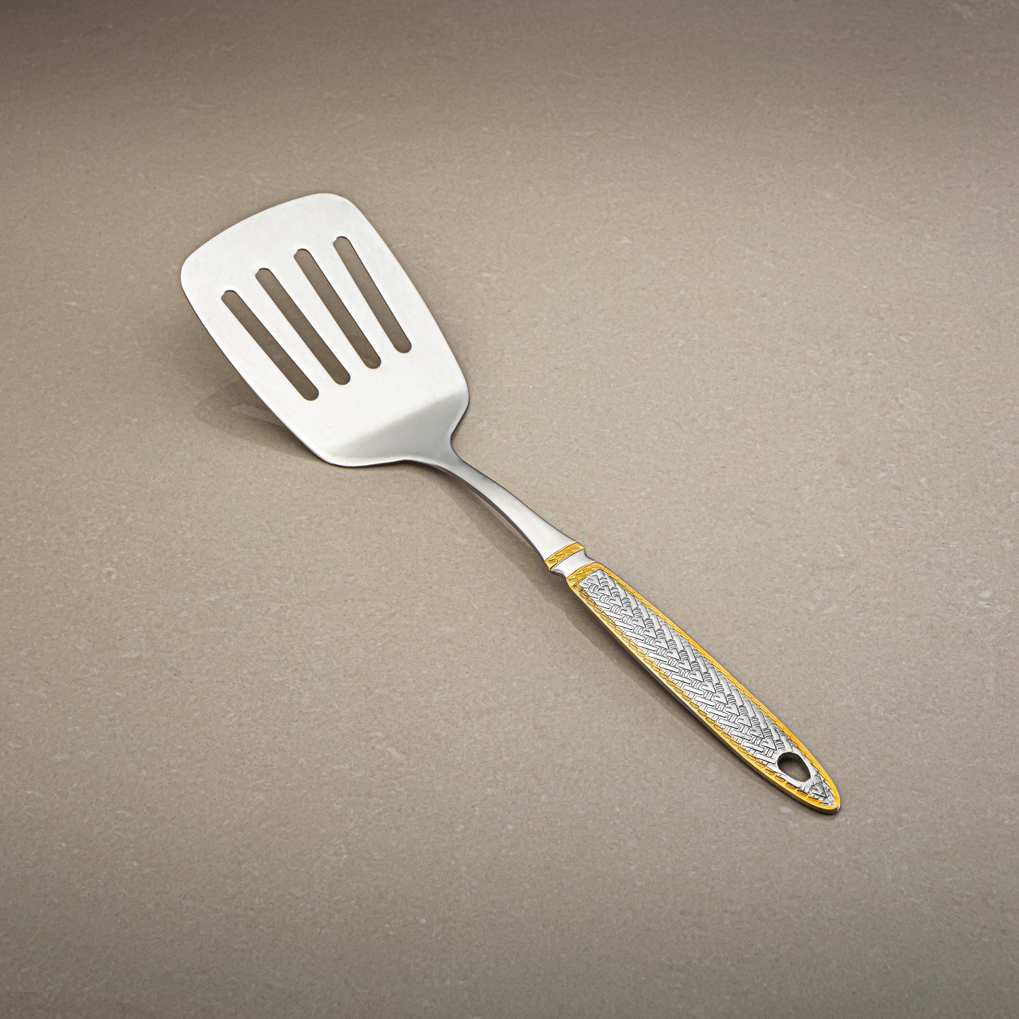 Almarjan Small Slotted Turner, Stainless Steel, Silver & Gold (CUT0010488) Elegant Flatware