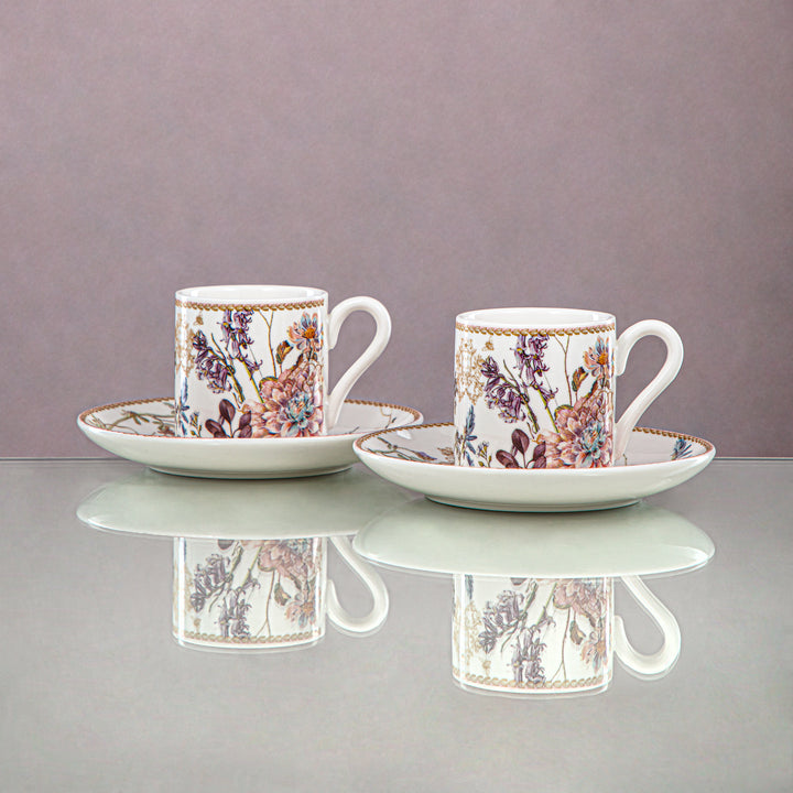 Almarjan 2 Pieces Porcelain Espresso Cup & Saucer - D480 R2028RS2/N