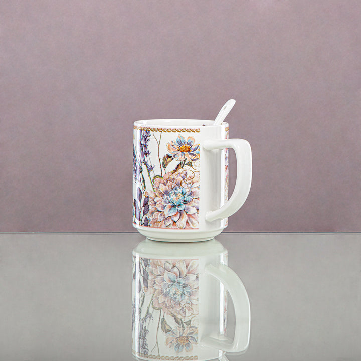 Almarjan 300 ML Porcelain Coffee Mug & Tea Spoon - D480 R2045T3