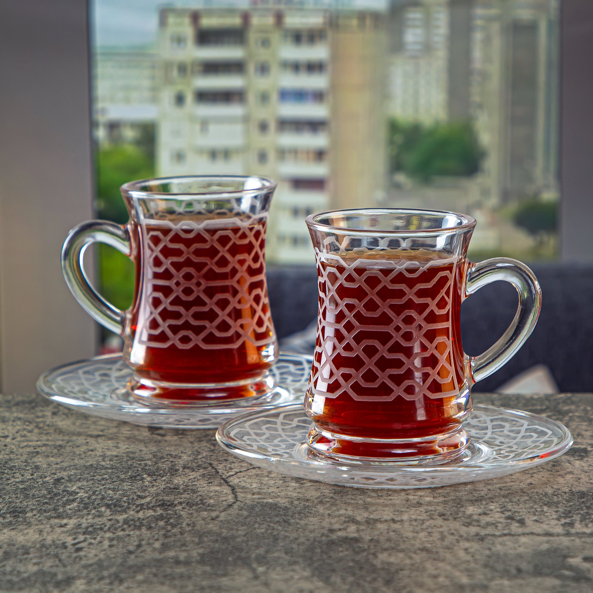 Almarjan 6 Pieces Mosaic Collection Glass Tea Cup - GLS2630008