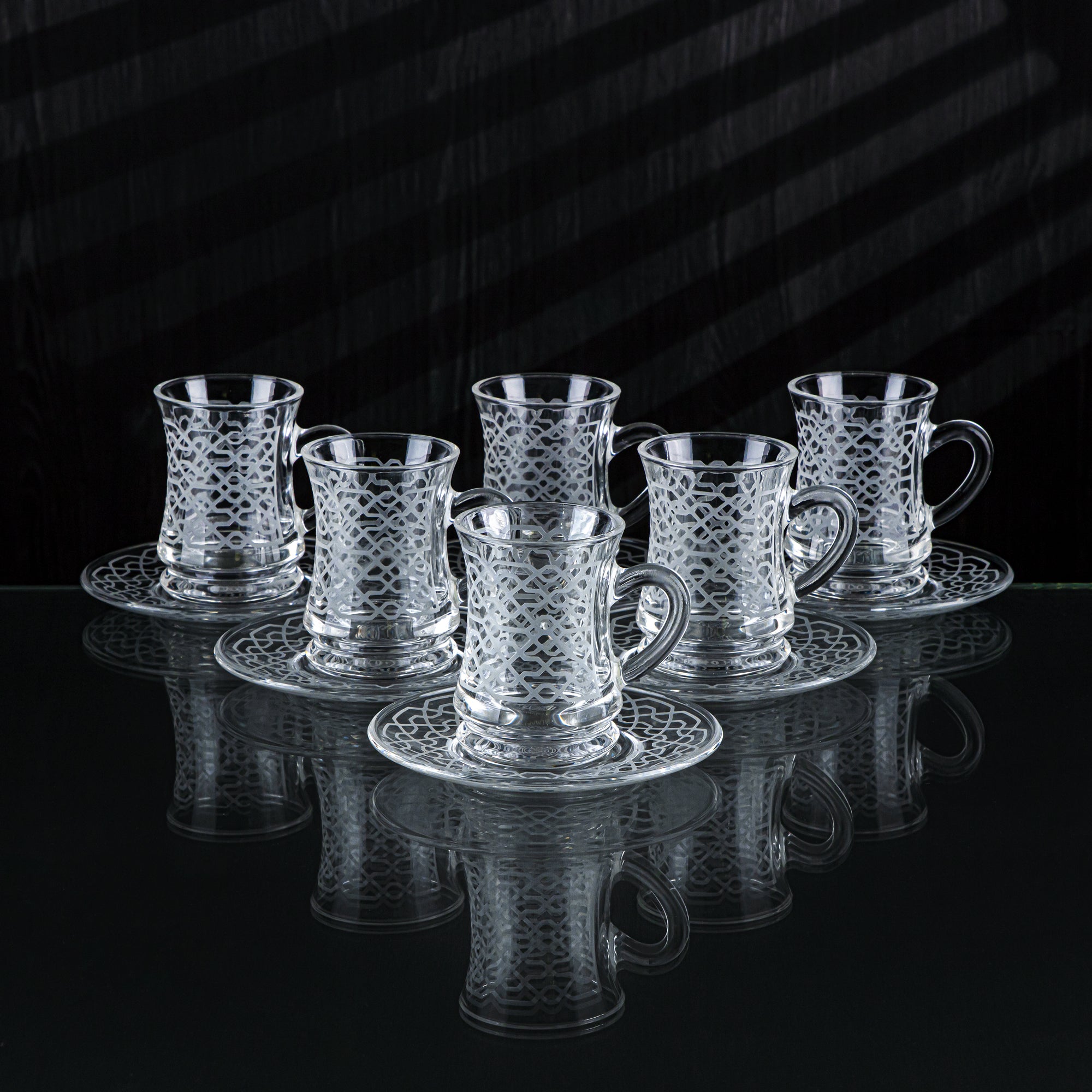 Almarjan 6 Pieces Mosaic Collection Glass Tea Cup - GLS2630008