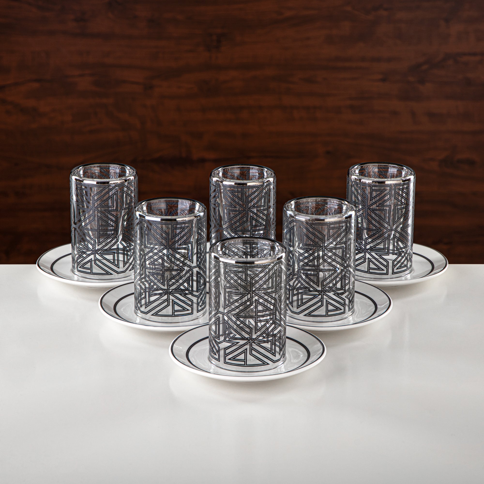 Almarjan Tea & Coffee Set 18 Pieces, Glass & Porcelain (GLS2630053) - Modern Serveware