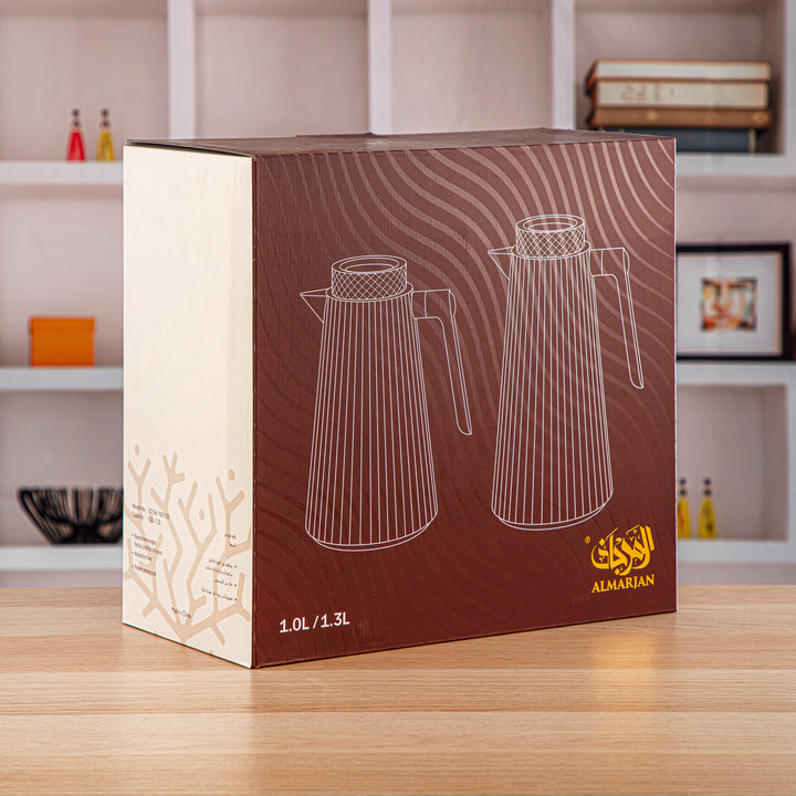 Almarjan 2 Pieces Vacuum Flask Set Soft Grey - GT106-100/130 SG/G/TR