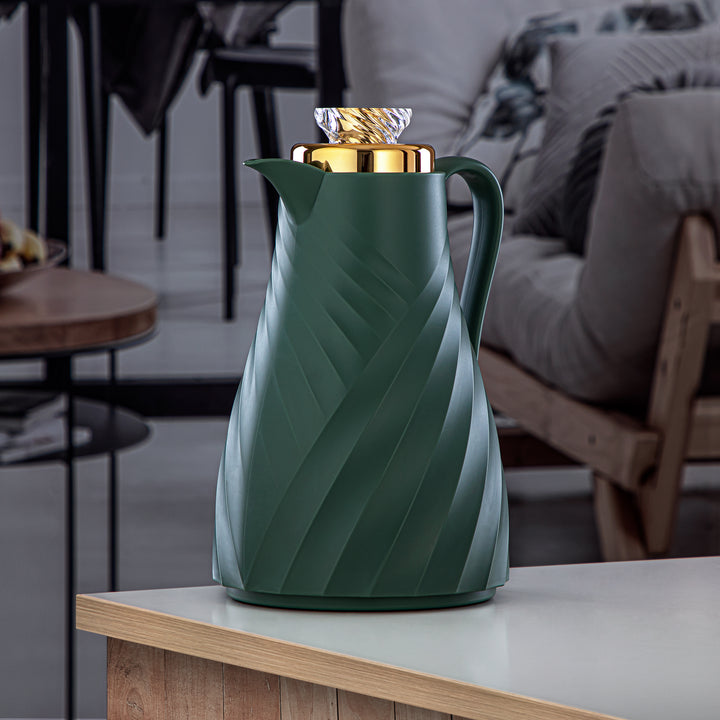 Almarjan 2 Pieces Vacuum Flask Set Green & Gold - GT109-070/100 NGR/G