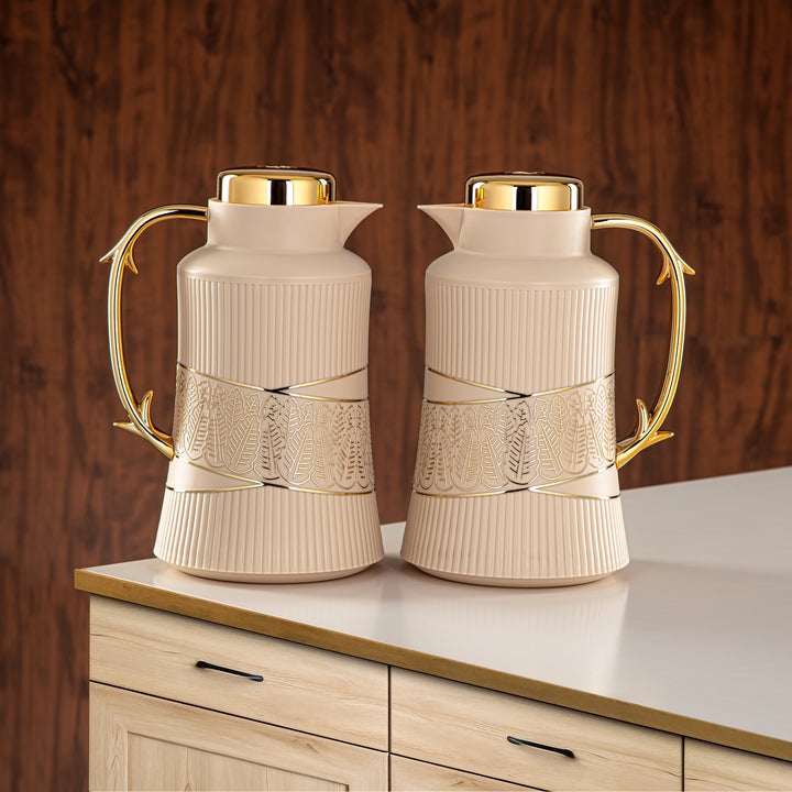 Almarjan 2 Pieces Vacuum Flask Set Beige & Gold - GT112AB-100 BG/G