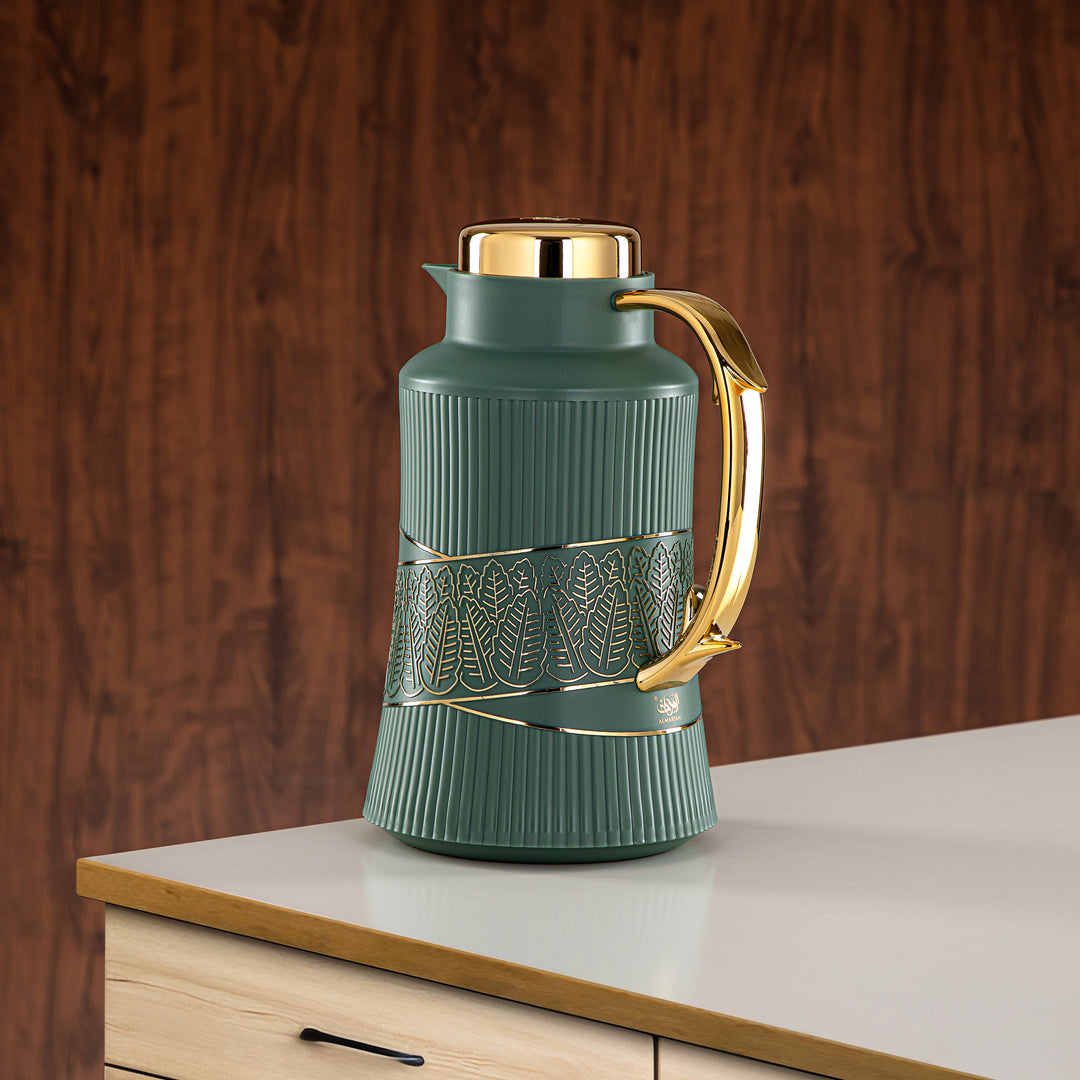 Almarjan 2 Pieces Vacuum Flask Set Sage Green & Gold - GT112AB-100 NGR/G