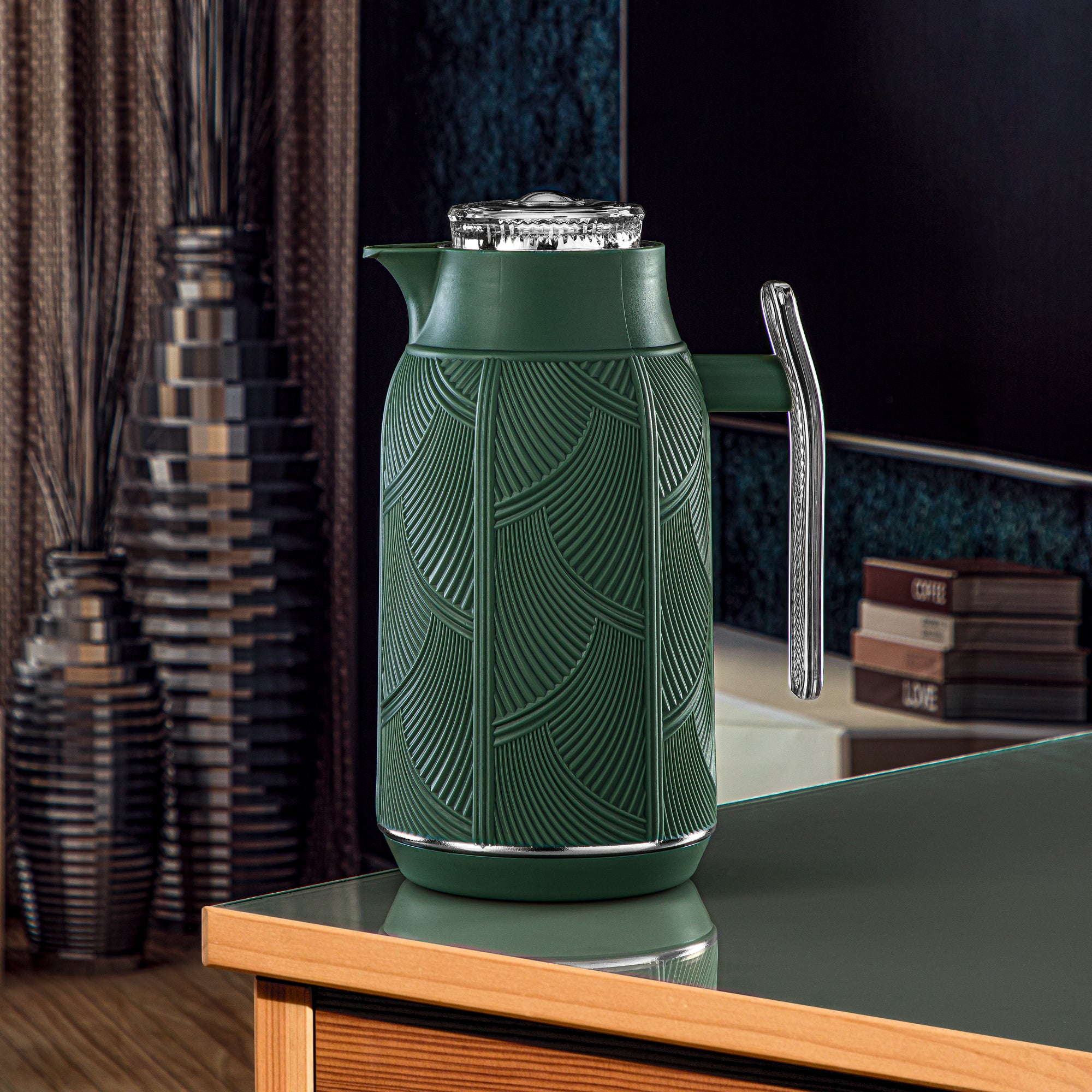 Almarjan 1 Liter Vacuum Flask Sage Green & Silver - GT113-100 NGR/C