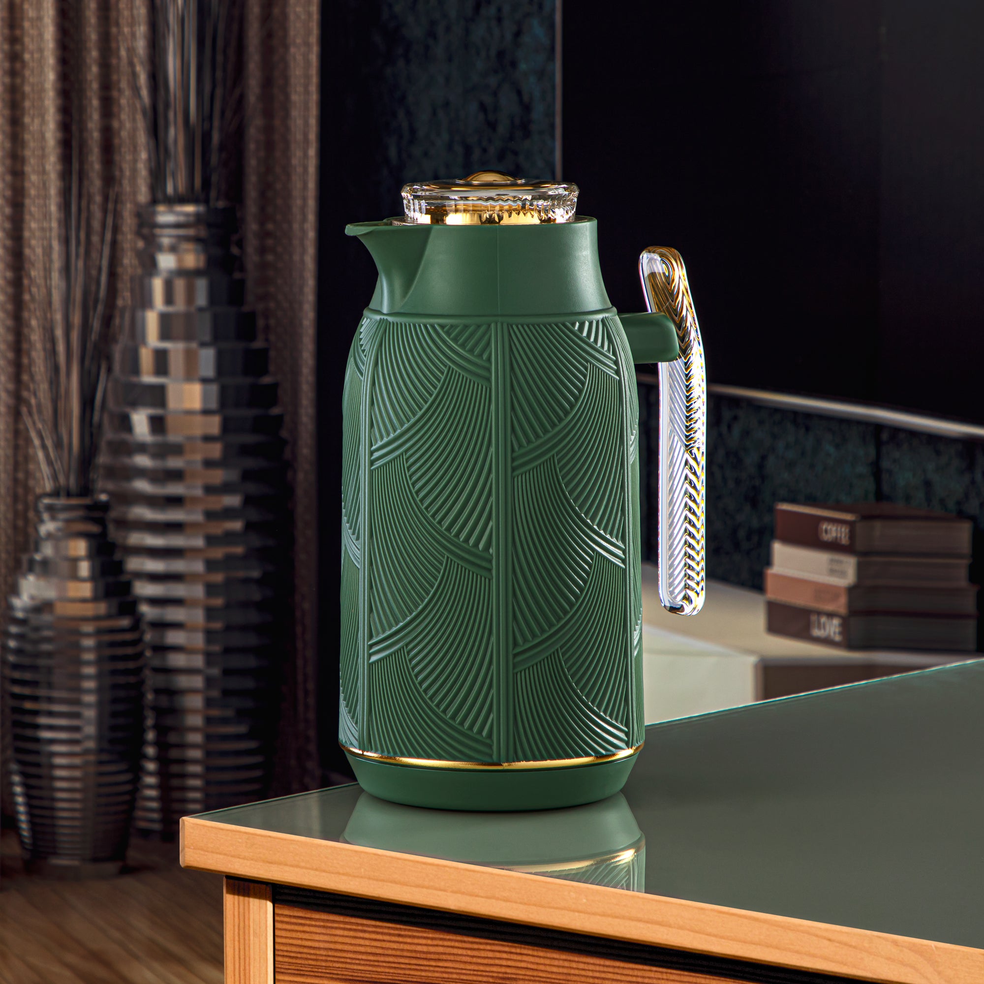 Almarjan 1 Liter Vacuum Flask Sage Green & Gold - GT113-100 NGR/G