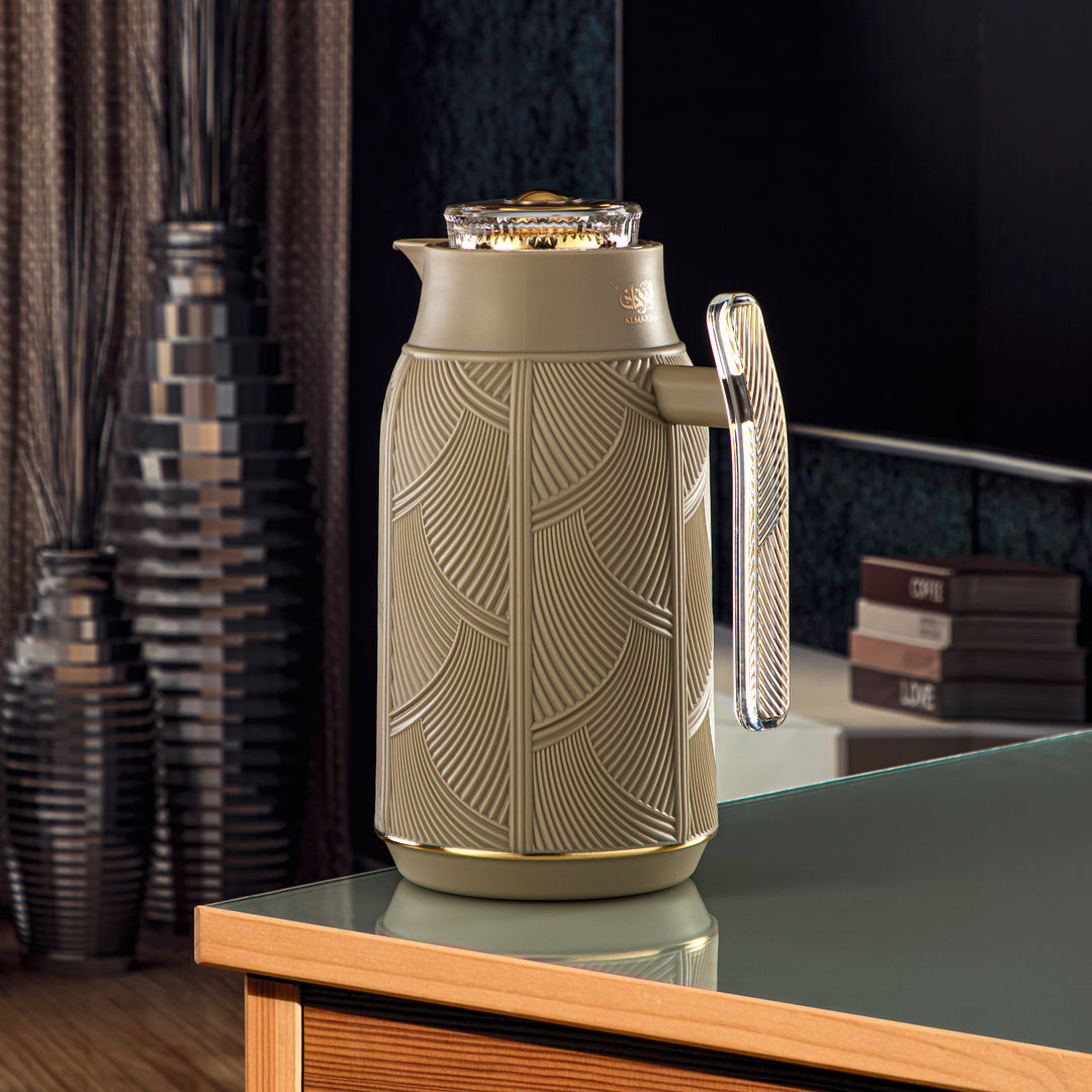 Almarjan 1 Liter Vacuum Flask Khaki & Gold - GT113-100 NRM/G