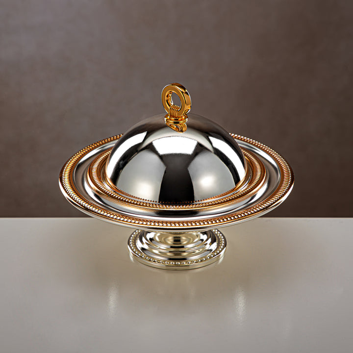 Almarjan 21 CM Date Bowl With Cover Silver & Gold - HT2305022