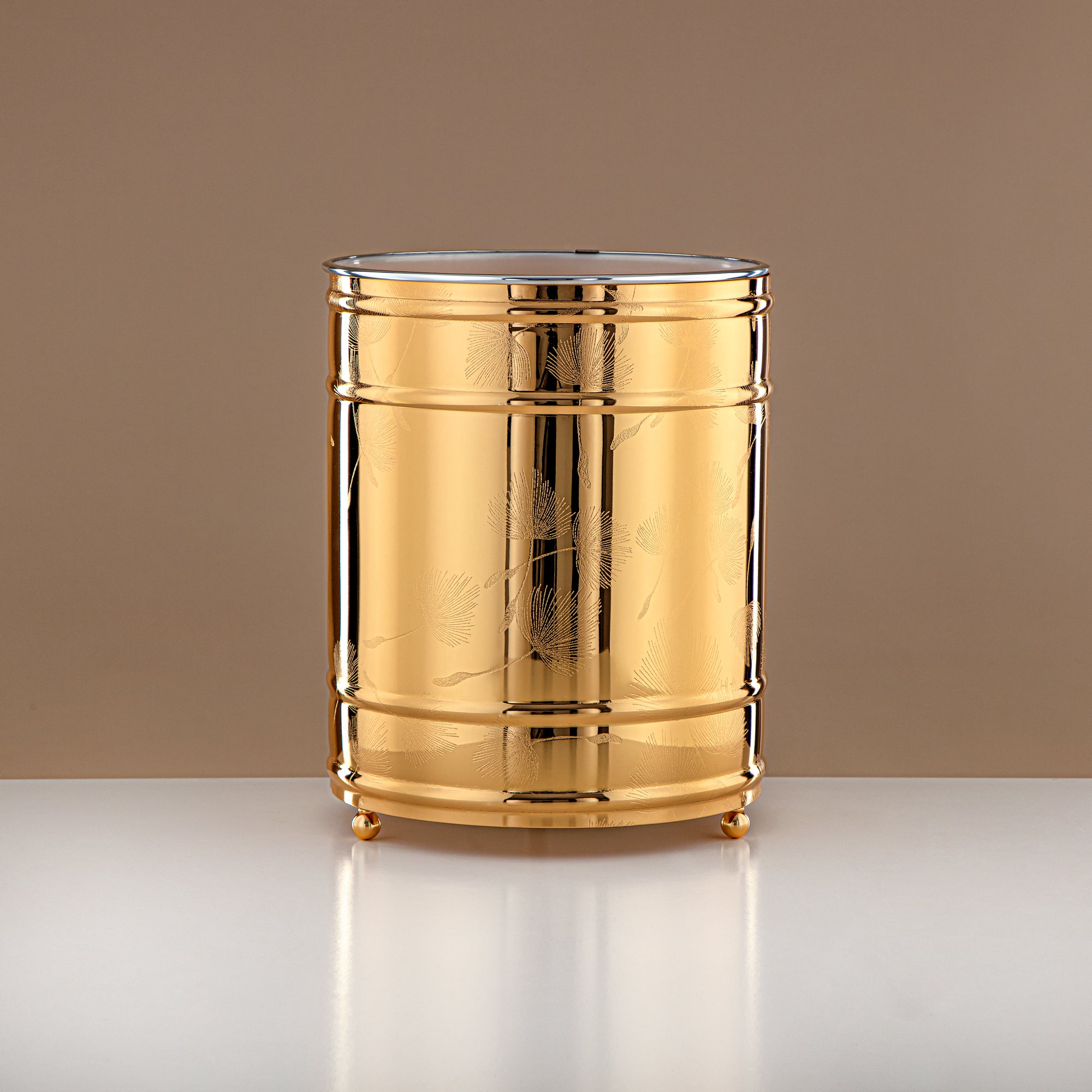 Almarjan Dustbin & Tissue Set 2 Pieces Gold (HT2408027)