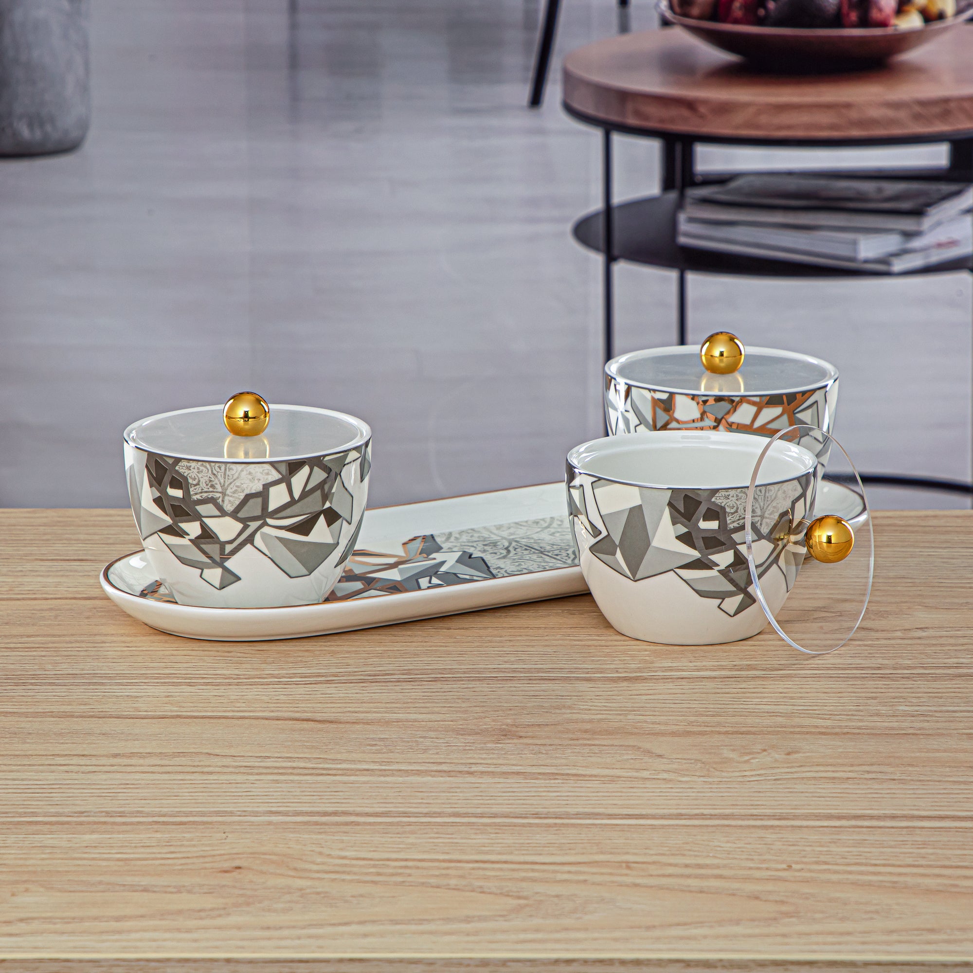 Almarjan 4 Pieces Fonon Collection Porcelain Snack Bowl Set - 1235