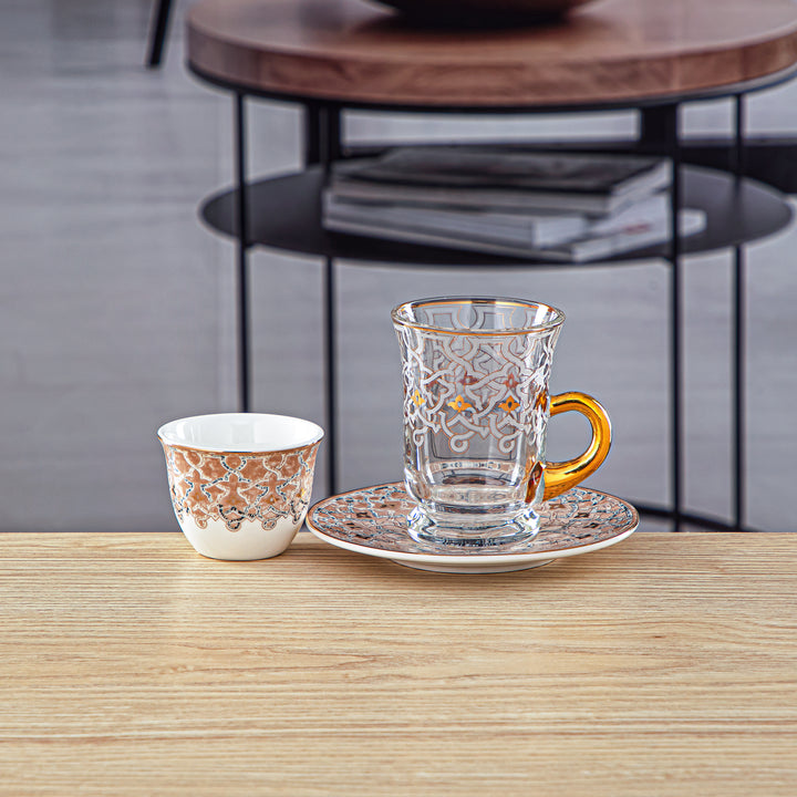 Almarjan 18 Pieces Fonon Collection Tea And Cawa Cup Set - 2494