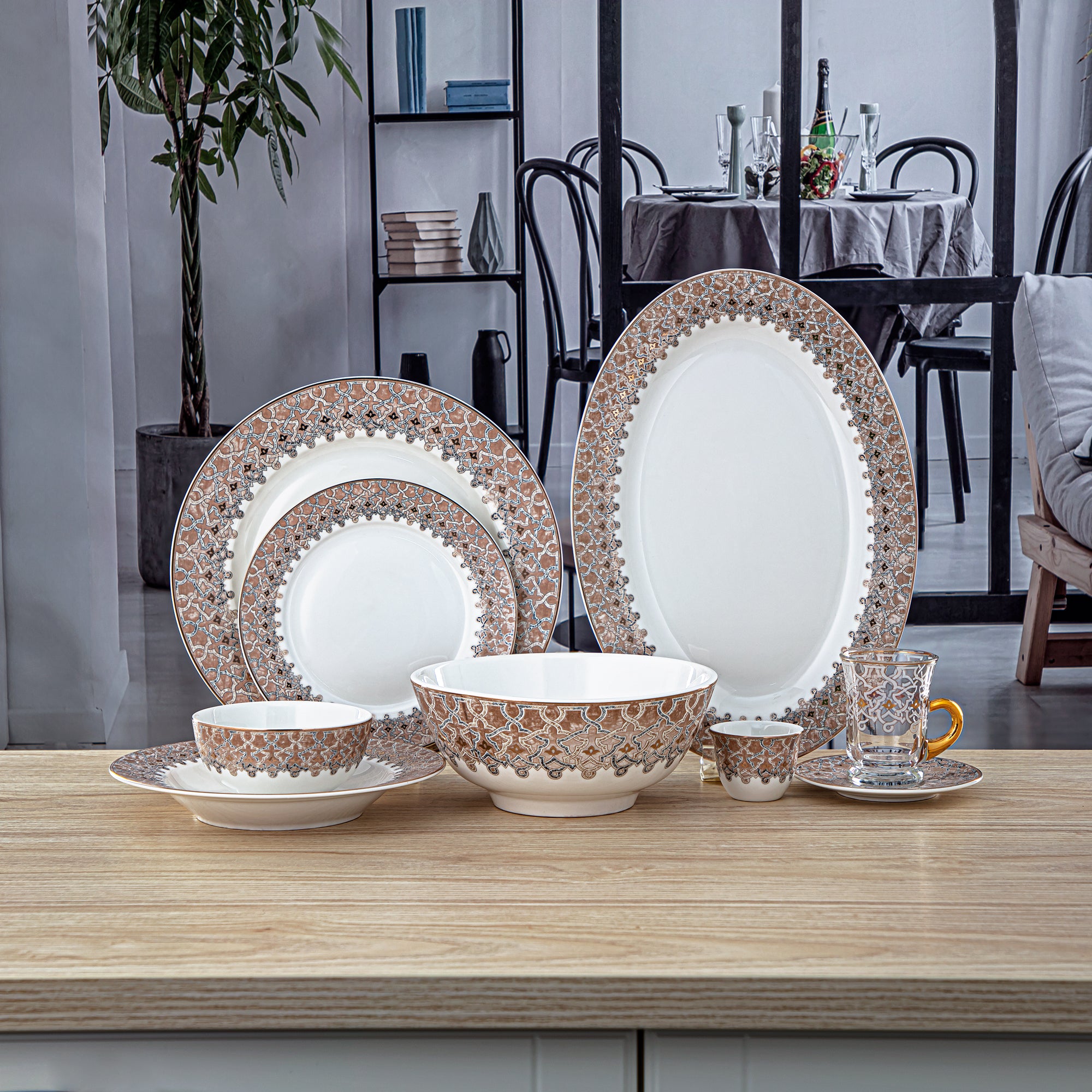 Almarjan 44 Pieces Fonon Collection Dinner Set - 2494