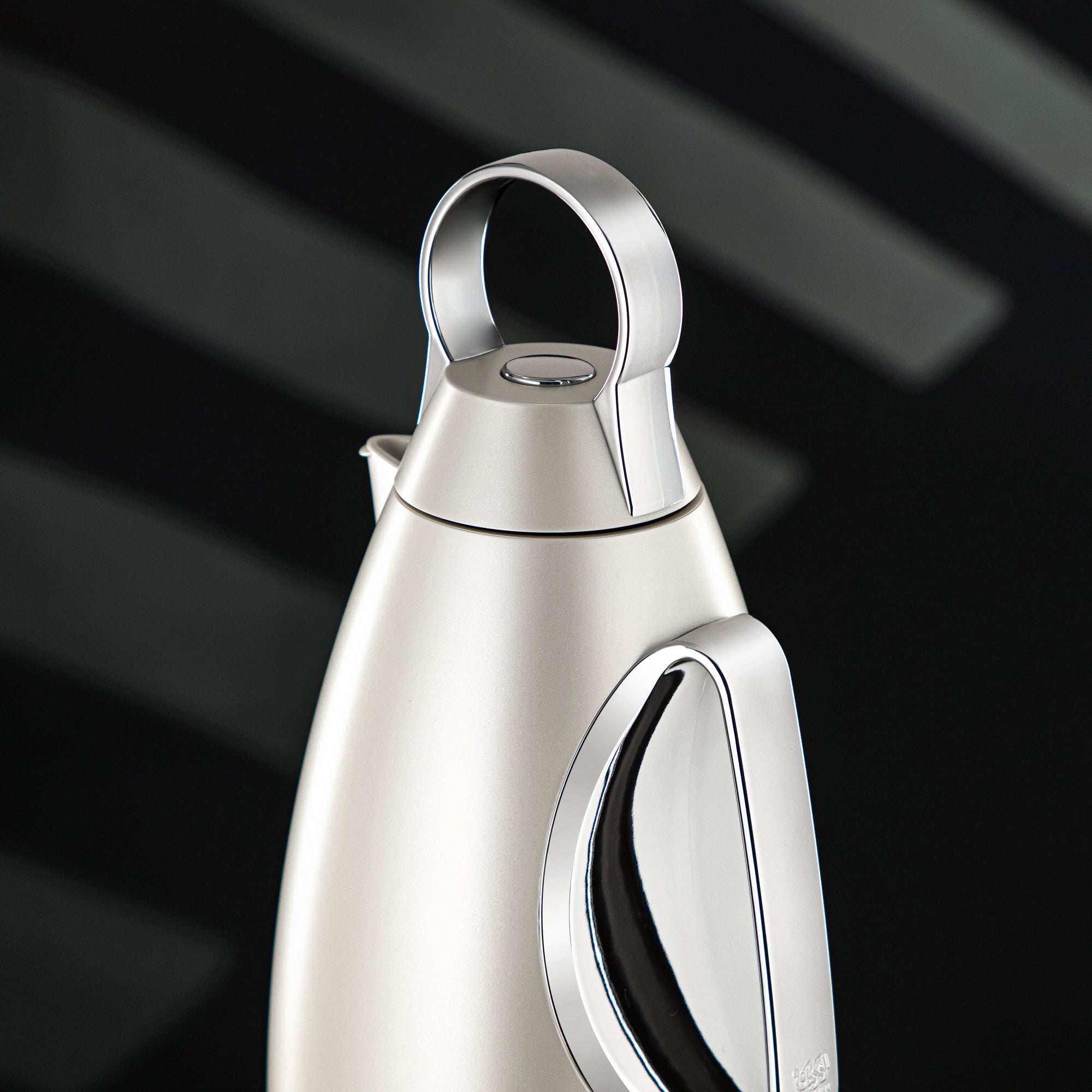 Almarjan Vacuum Flask Set ABS, White & Mirror Silver 1L + 1L (PBA-RWC) - For Modern Families