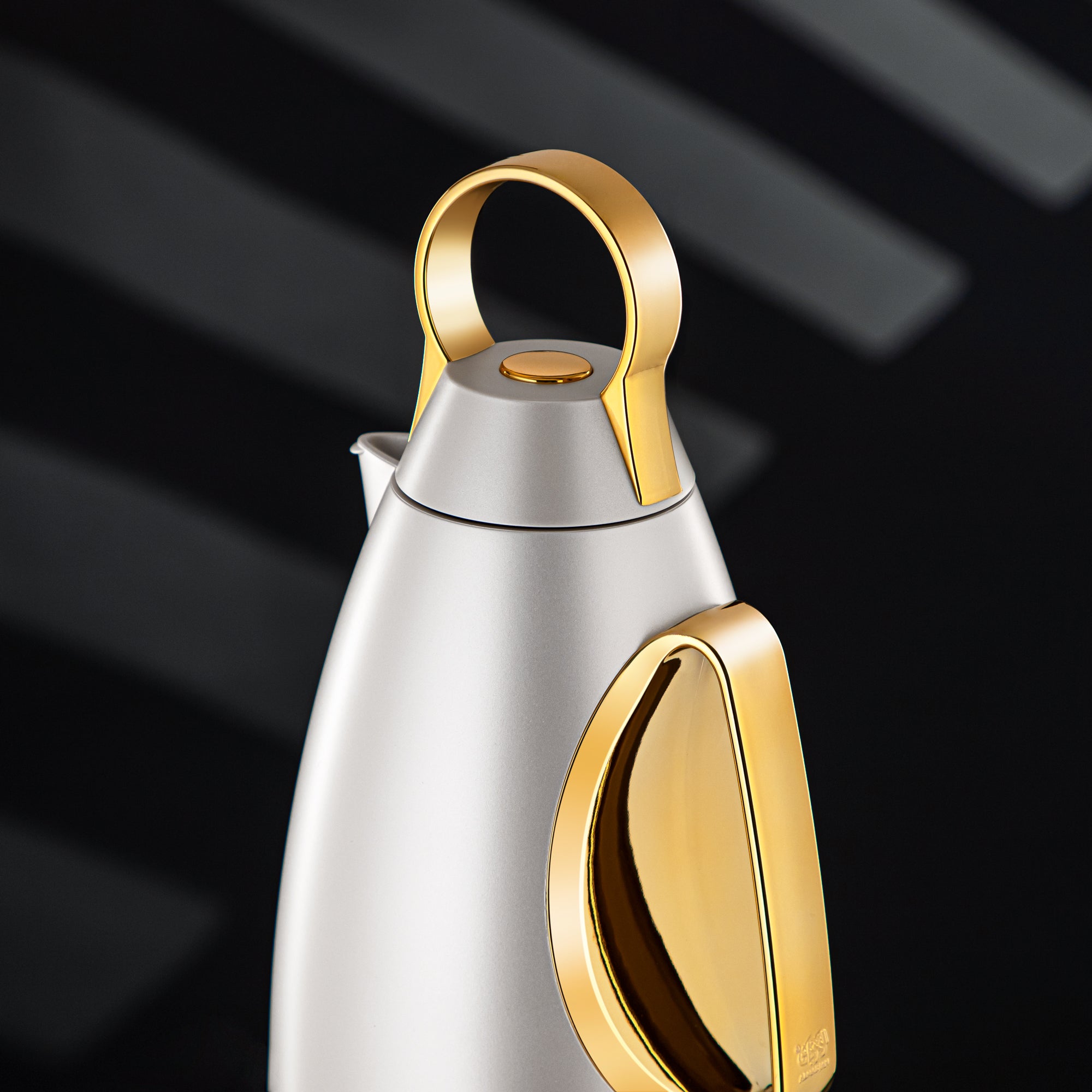 Almarjan Vacuum Flask Set ABS, White & Mirror Gold 1L + 1L (PBA-RWG) - For Modern Families