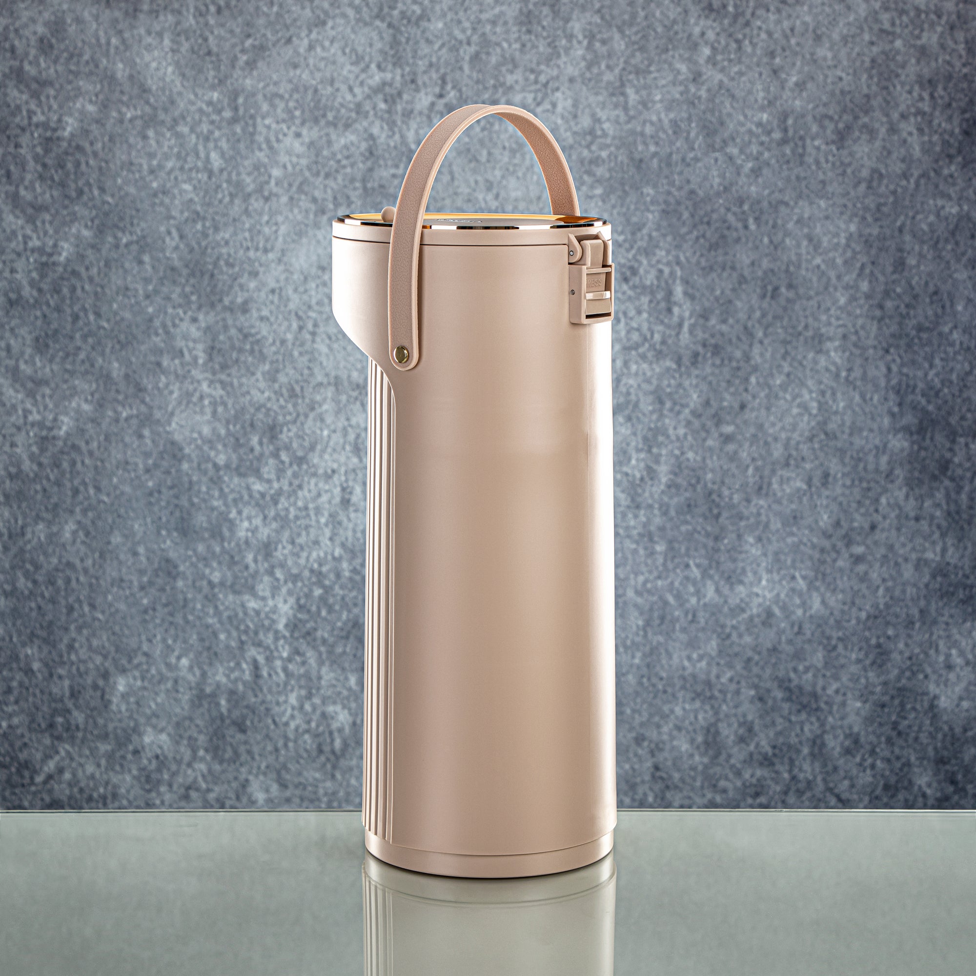 Almarjan 2.2 Liter Pump Vacuum Flask Beige & Gold - SM-2417A-220 BG/G