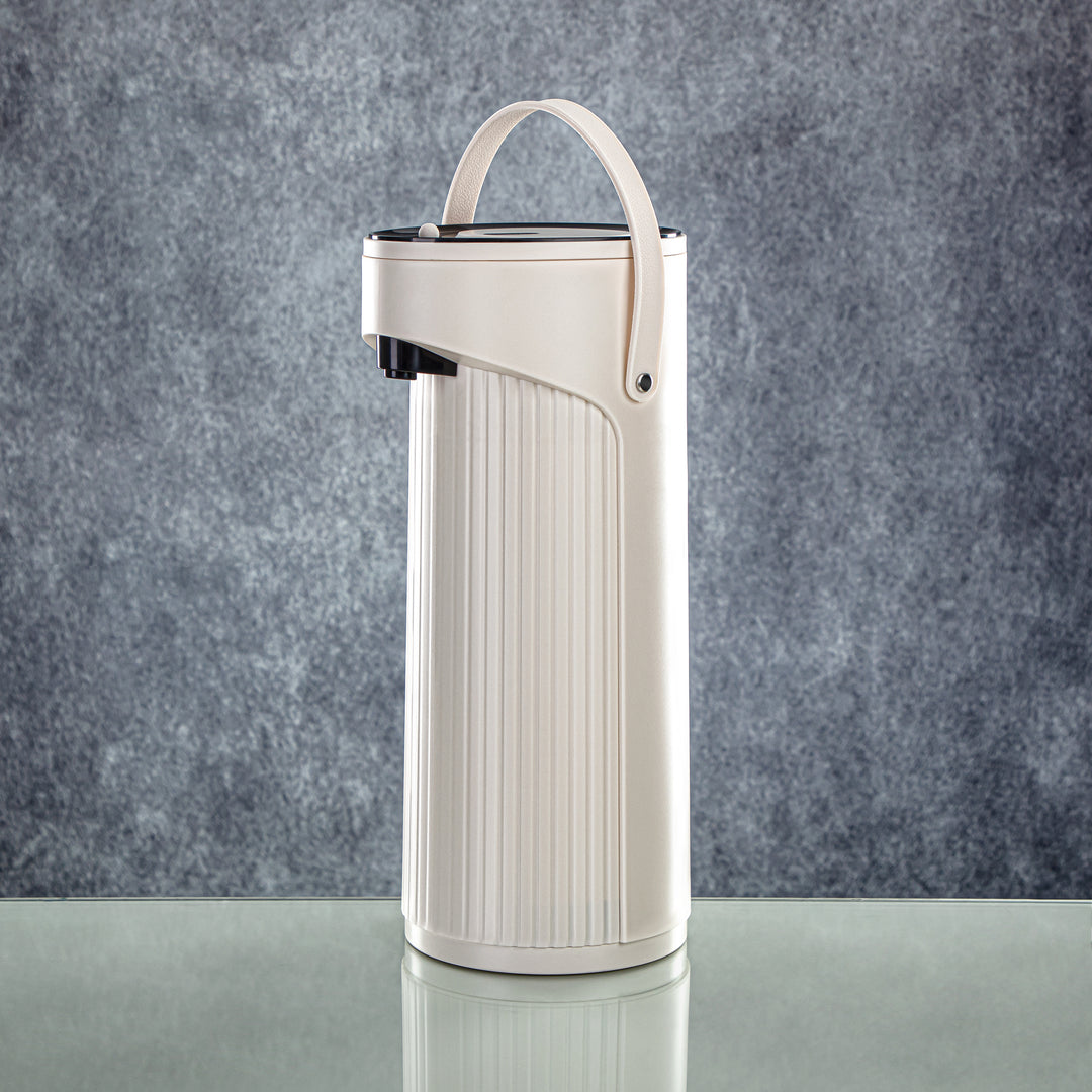 Almarjan 2.2 Liter Pump Vacuum Flask Ivory & Black - SM-2417A-220 IV/B