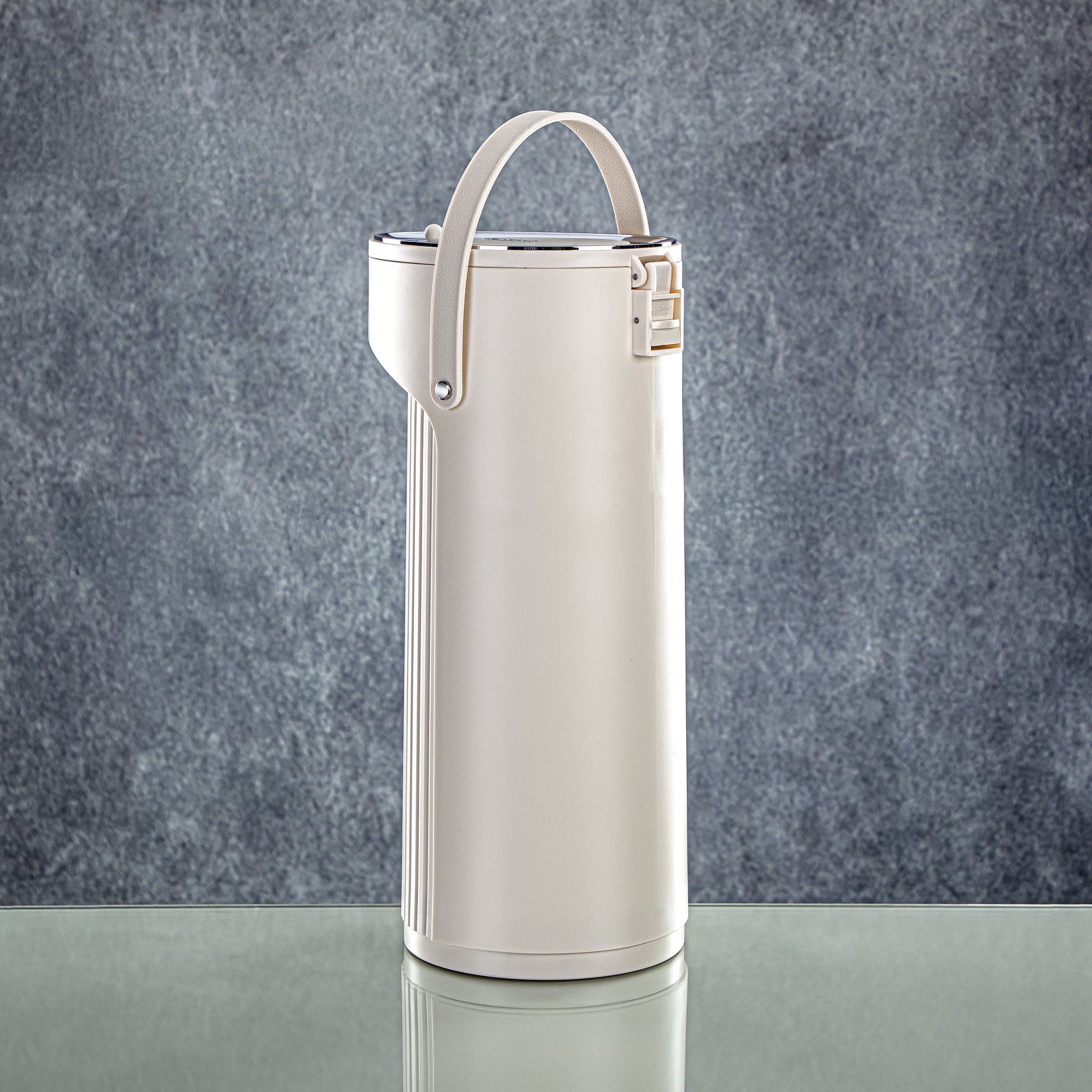 Almarjan 2.2 Liter Pump Vacuum Flask Ivory & Silver - SM-2417A-220 IV/C