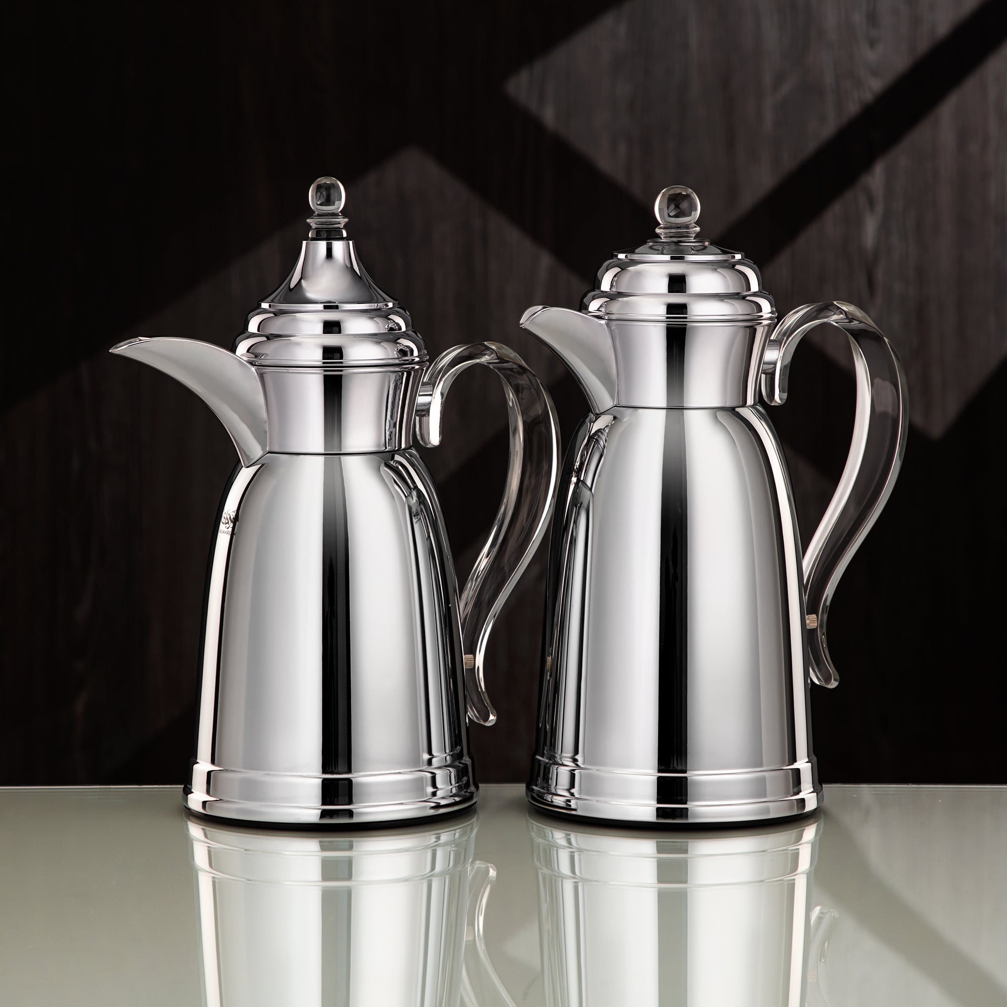 Almarjan Vacuum Flask Set - 0.7L & 1L, Silver Finish, Metal (SM-2A29-070/100 C) - Classic, Tea & Coffee