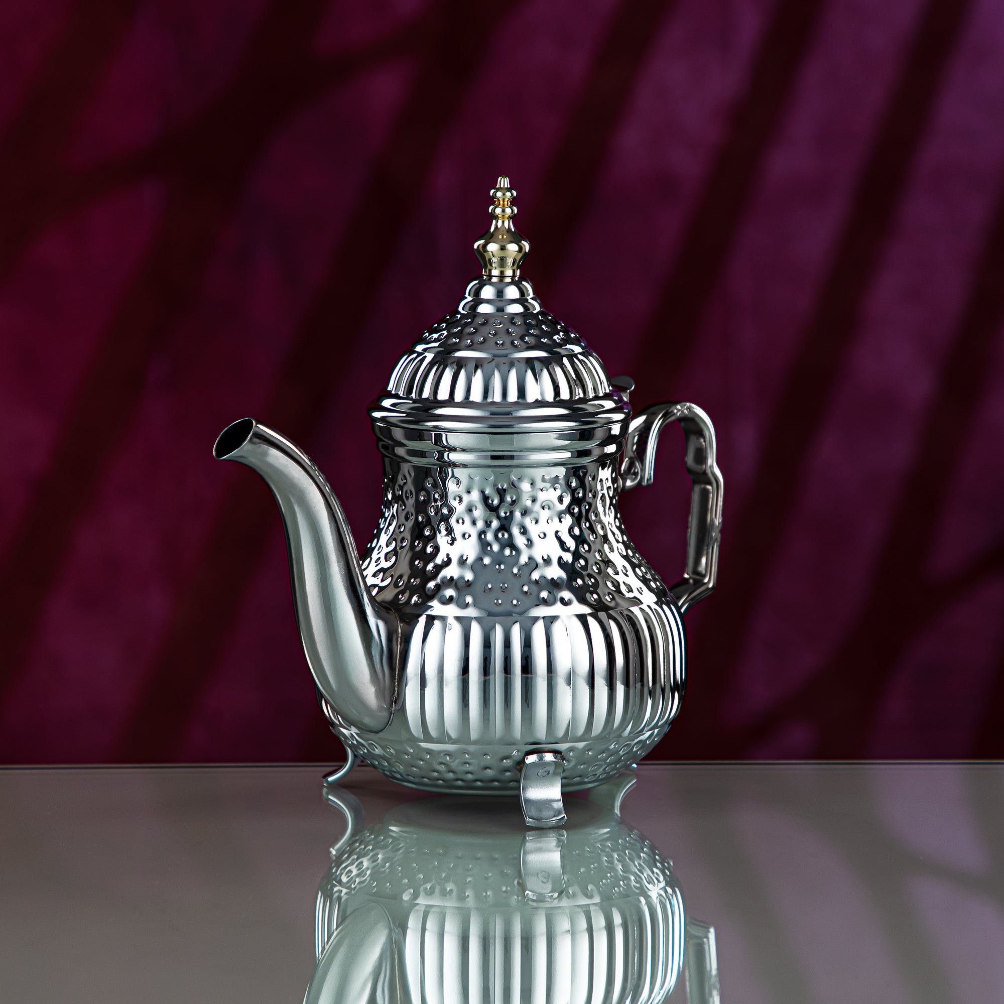 Almarjan 1.2 Liter Marabaa Collection Stainless Steel Teapot Silver & Gold - STS0012998