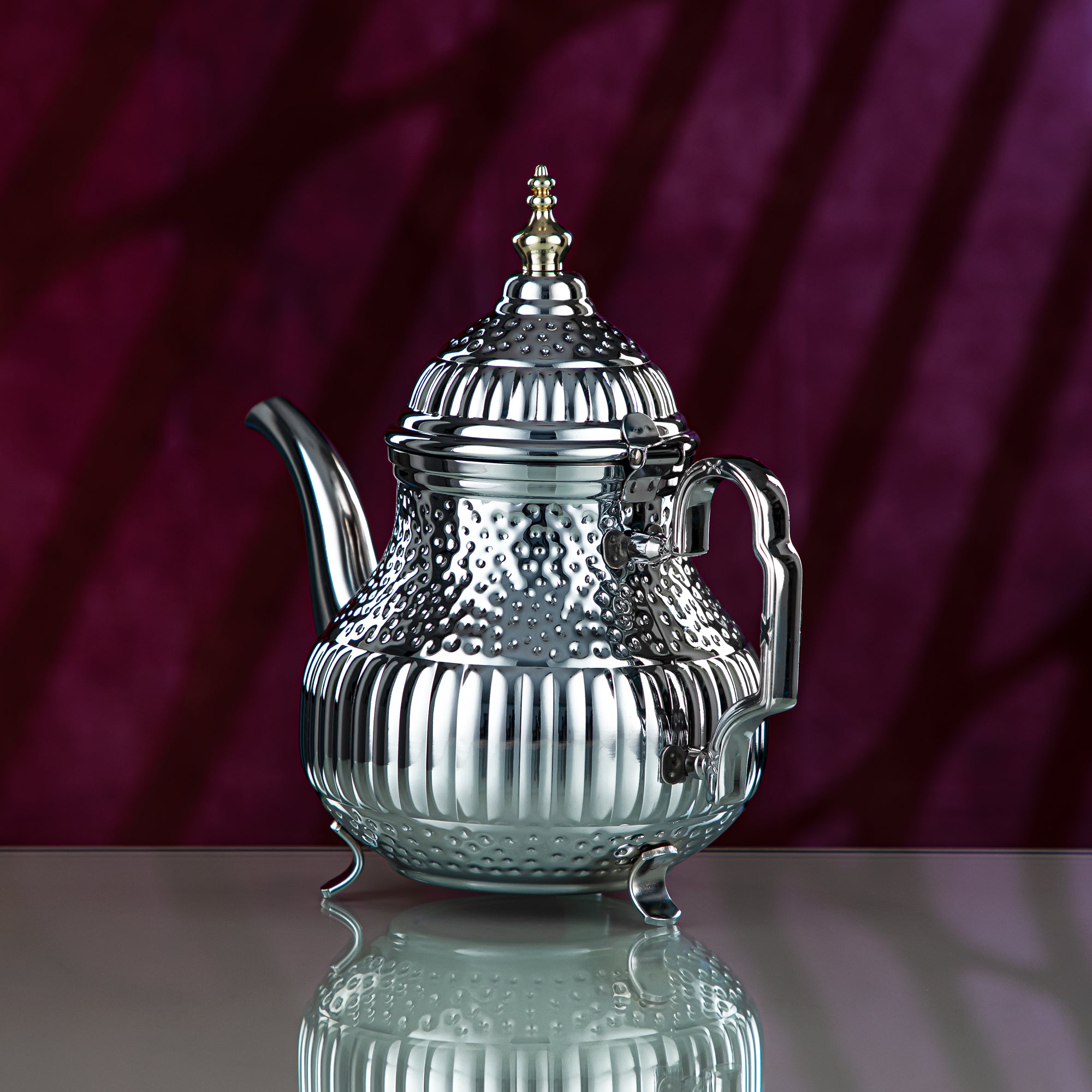 Almarjan 1.6 Liter Marabaa Collection Stainless Steel Teapot Silver & Gold - STS0012999