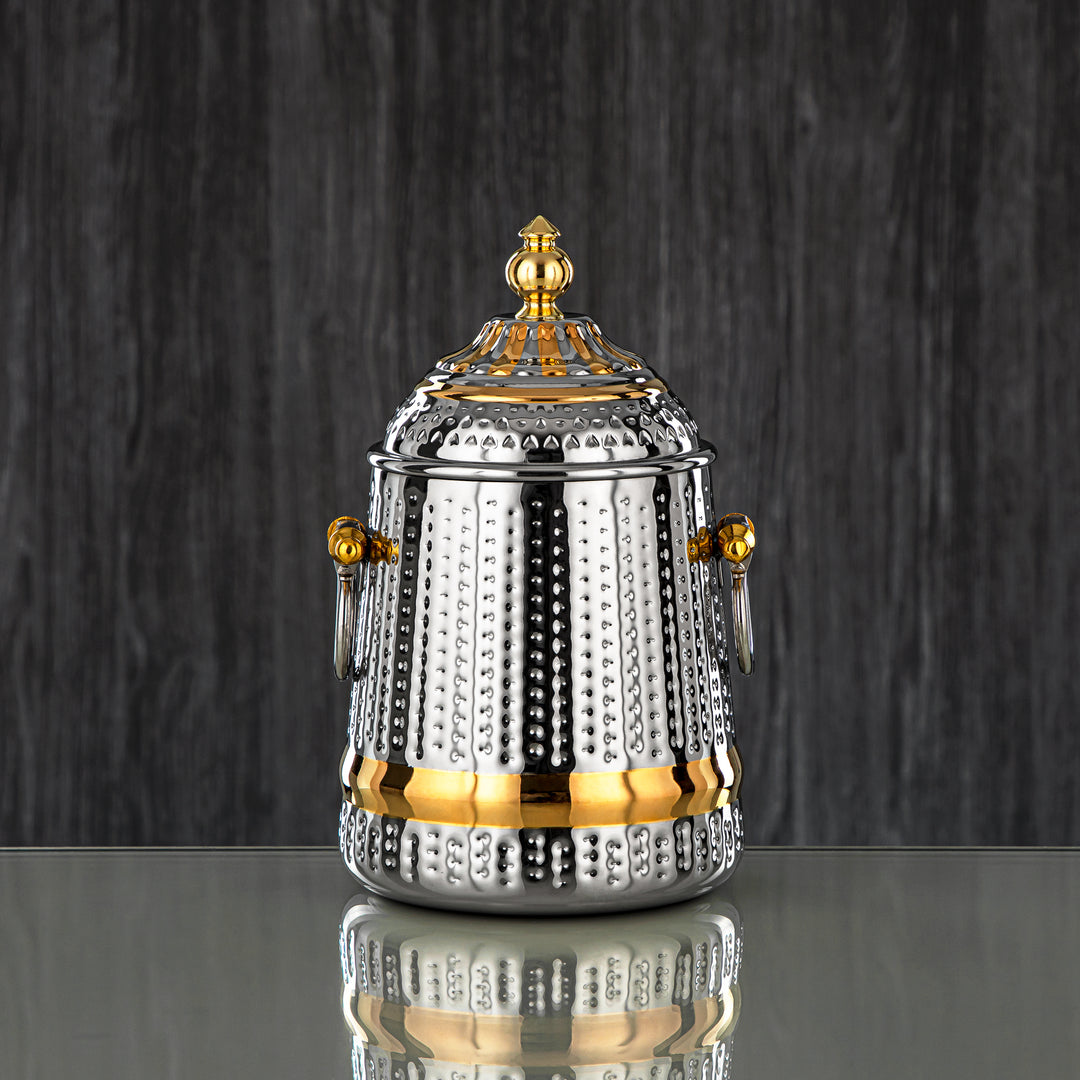 Almarjan 48 Ounce Barari Collection Stainless Steel Canister Silver & Gold - STS0013067