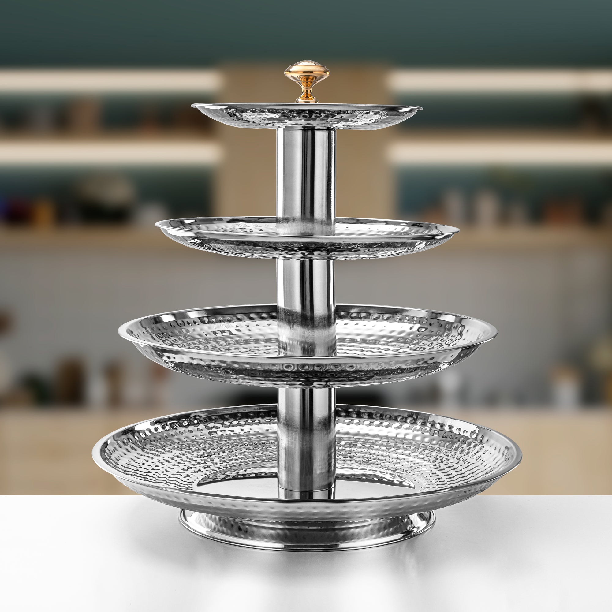 Almarjan 4 Tier Stainless Steel Sweet Stand Silver - STS0200756