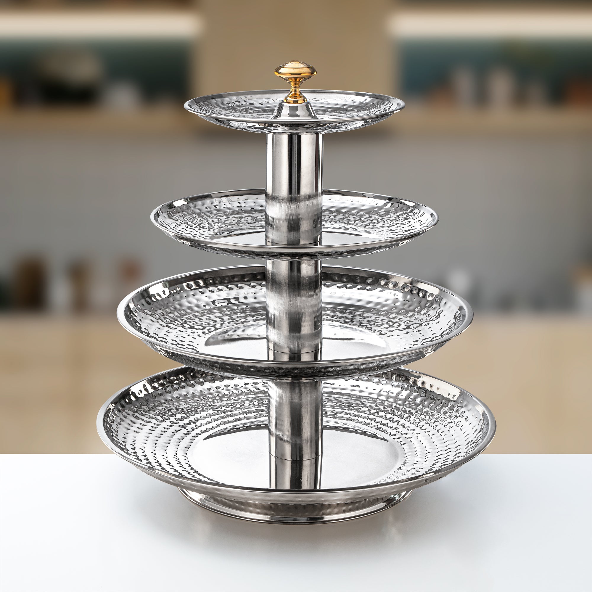 Almarjan 4 Tier Stainless Steel Sweet Stand Silver - STS0200756