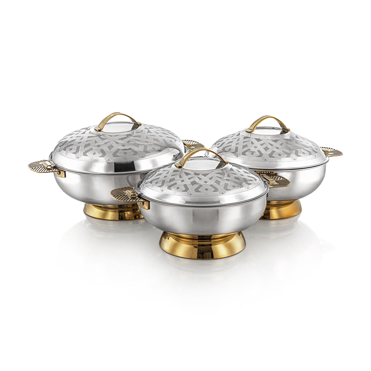 Almarjan 3 Pieces Kanz Collection Stainless Steel Hot Pot Silver & Gold - H23E21HG