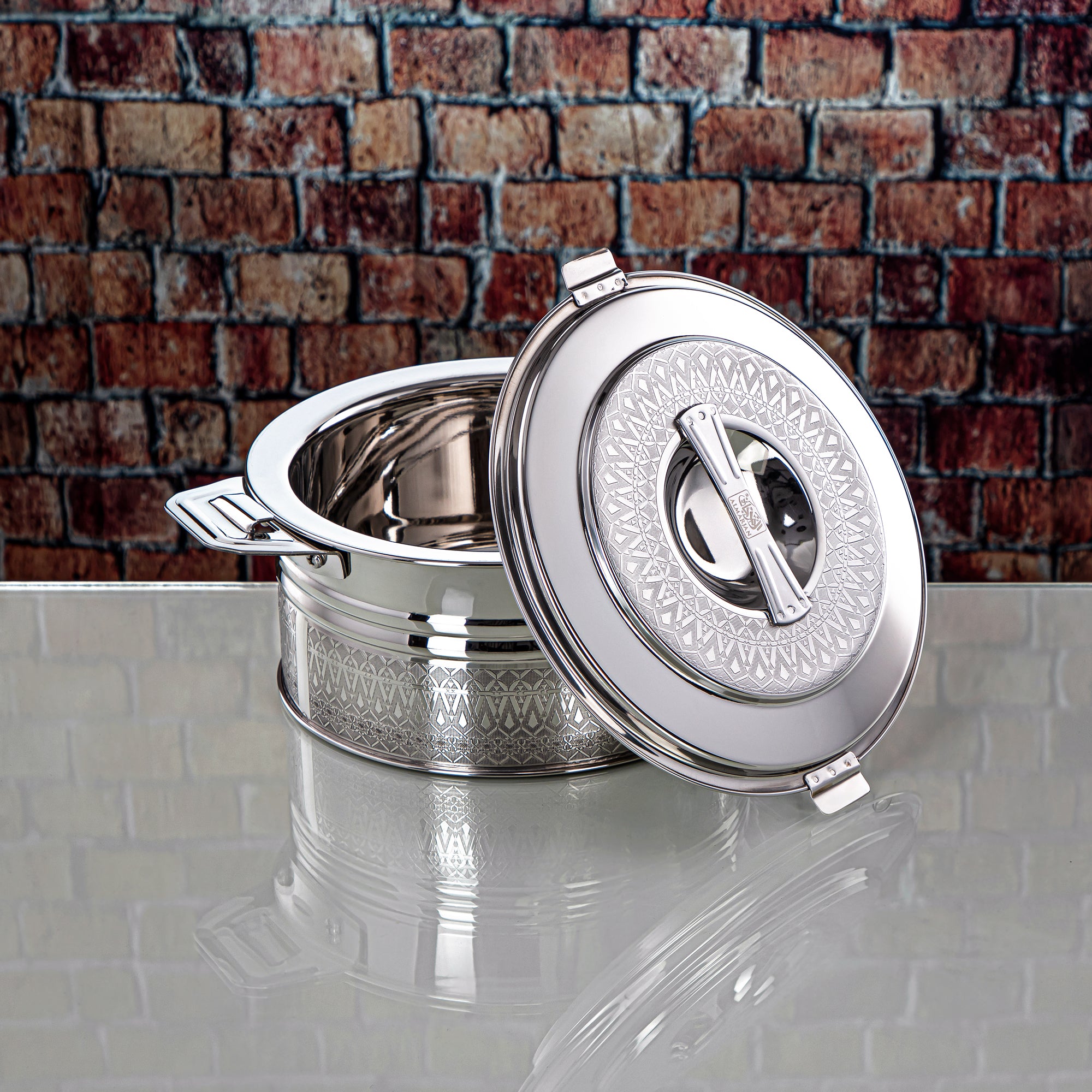 Almarjan 3000 ML Shaharzad Collection Stainless Steel Hot Pot Silver - H24E4