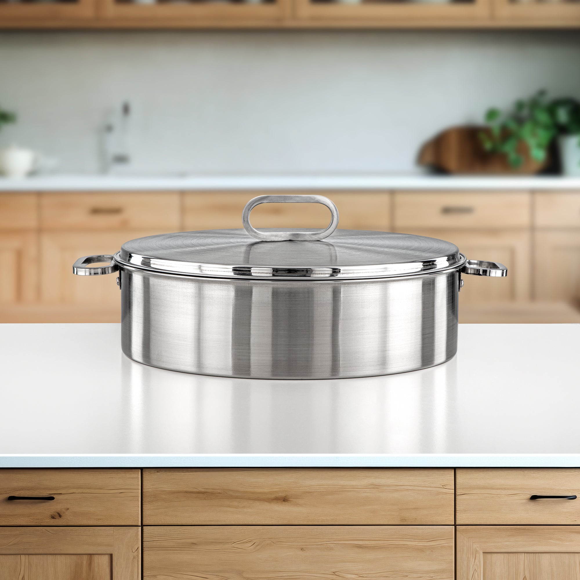 Almarjan 35 CM Diana Collection Stainless Steel Hot Pot Silver - H24P31