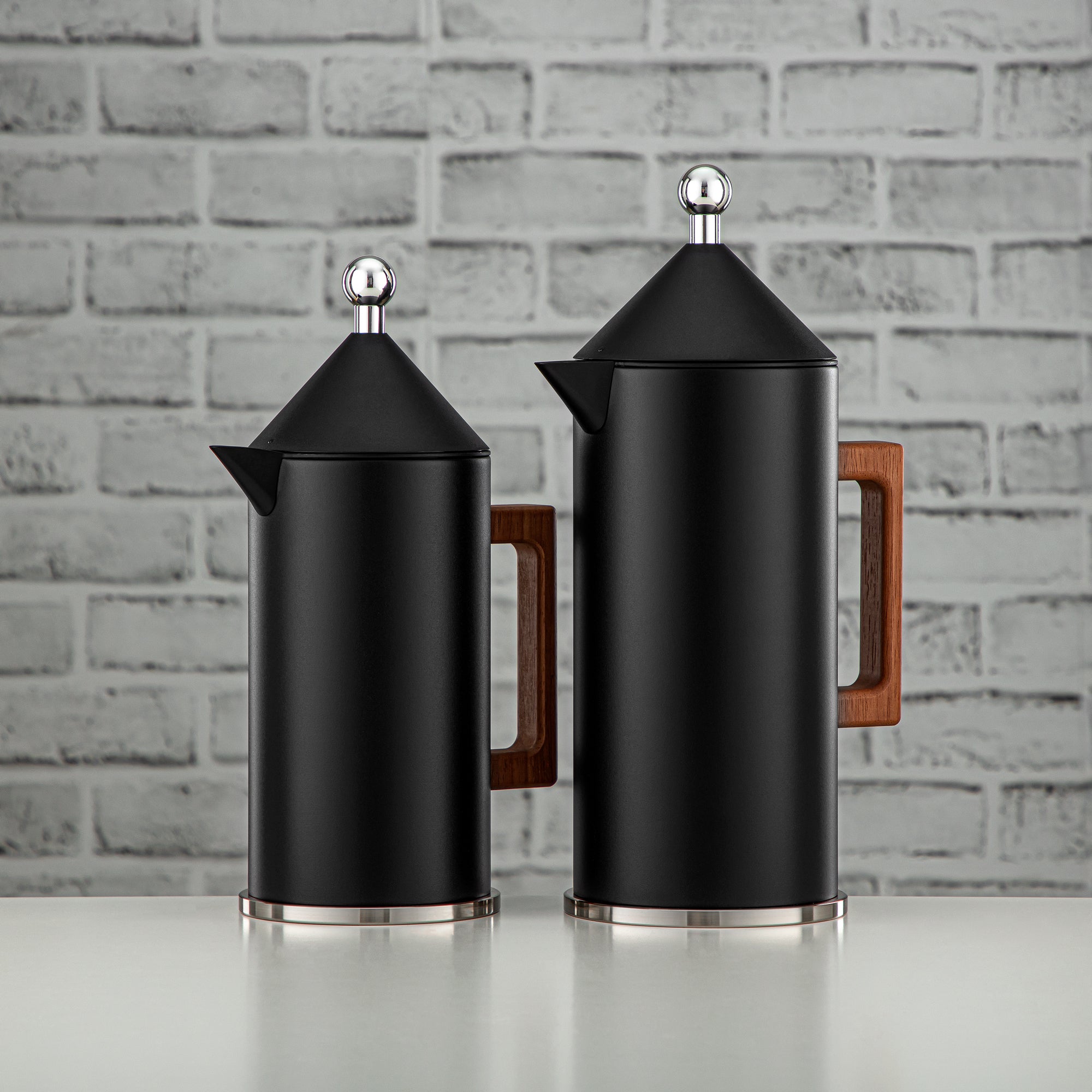 Almarjan Vacuum Flask Set Push Button 0.6L + 1L Black & Silver (VAF2950011) - Modern Vacuum Flask Set