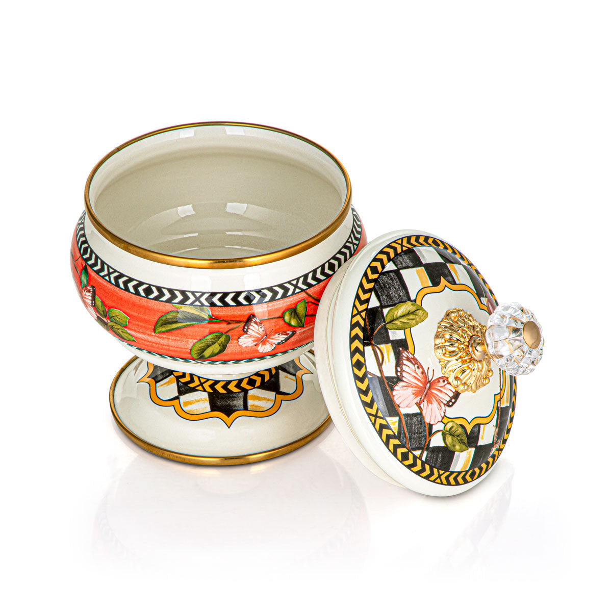 Almarjan 14 CM Tohfa Collection Enamel Sugar Bowl With Stand - 287421085