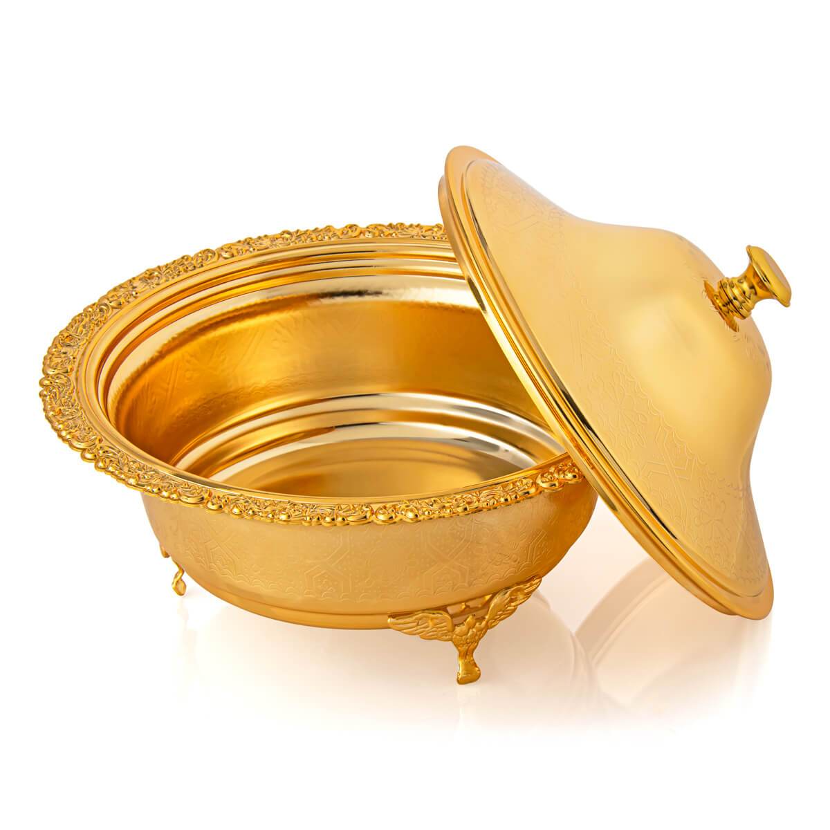 Shop ALMARJAN 22 CM Date Bowl With Cover Gold at Almarjanstore.com - UAE