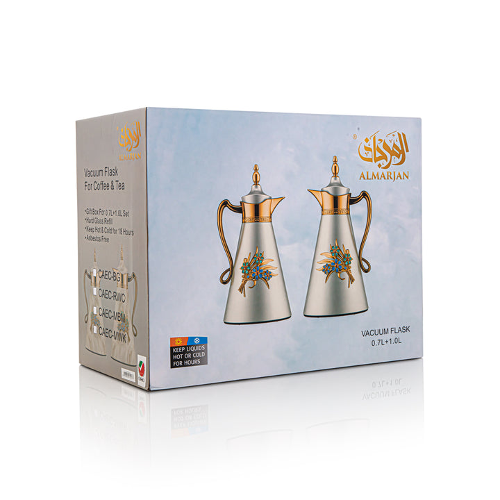 Almarjan 2 Pieces Vacuum Flask White Marble & Gold - CAEC-MWK