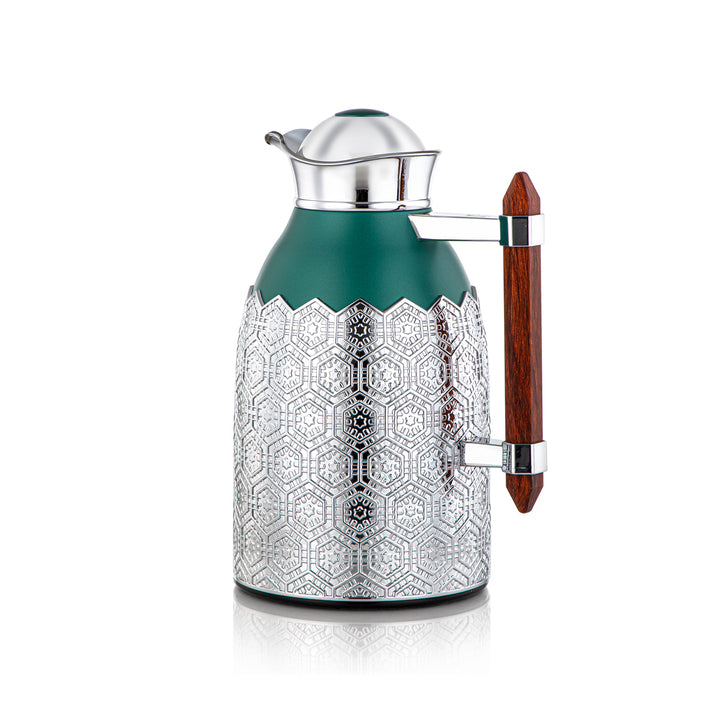 Almarjan 2 Pieces Vacuum Flask Set Green & Silver - CBL + CBM-GNC