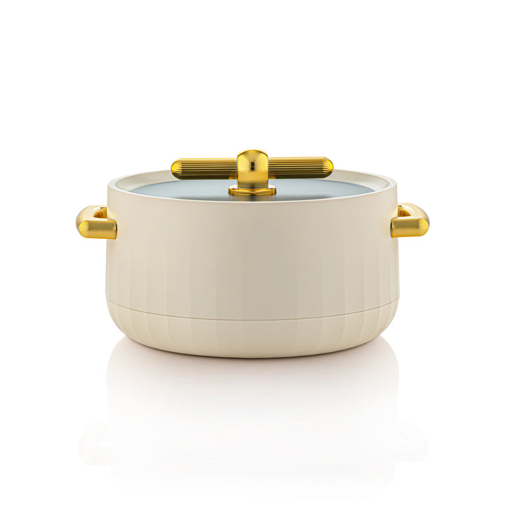 Forever Gold 3 Pieces Plastic Hot Pot Matt Ivory & Gold With Grey Cover EF-MIV/MEG