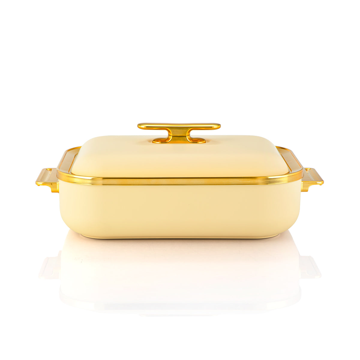 Almarjan 3 Liter Rectangle Plastic Hot Pot Light Yellow & Gold - HP03-300 Light Yellow Gold