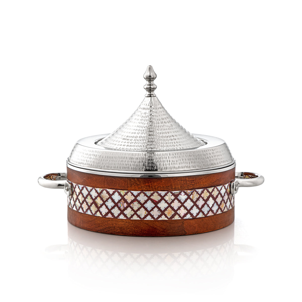 Almarjan 32 CM Stainless Steel Hot Pot Wood & Silver - MD-2928B-G