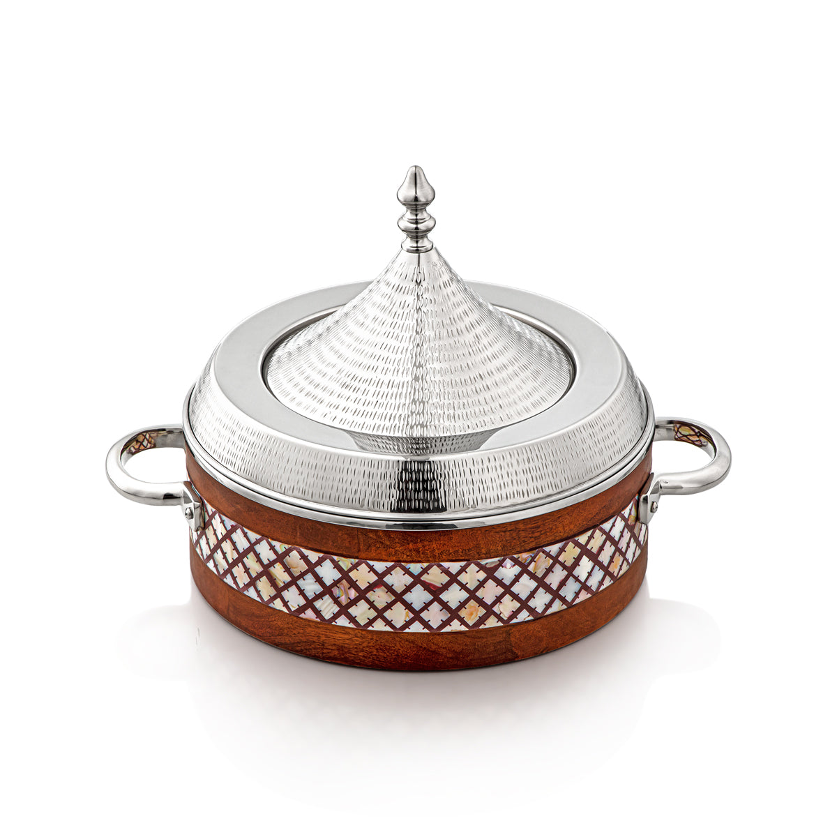 Almarjan 32 CM Stainless Steel Hot Pot Wood & Silver - MD-2928B-G