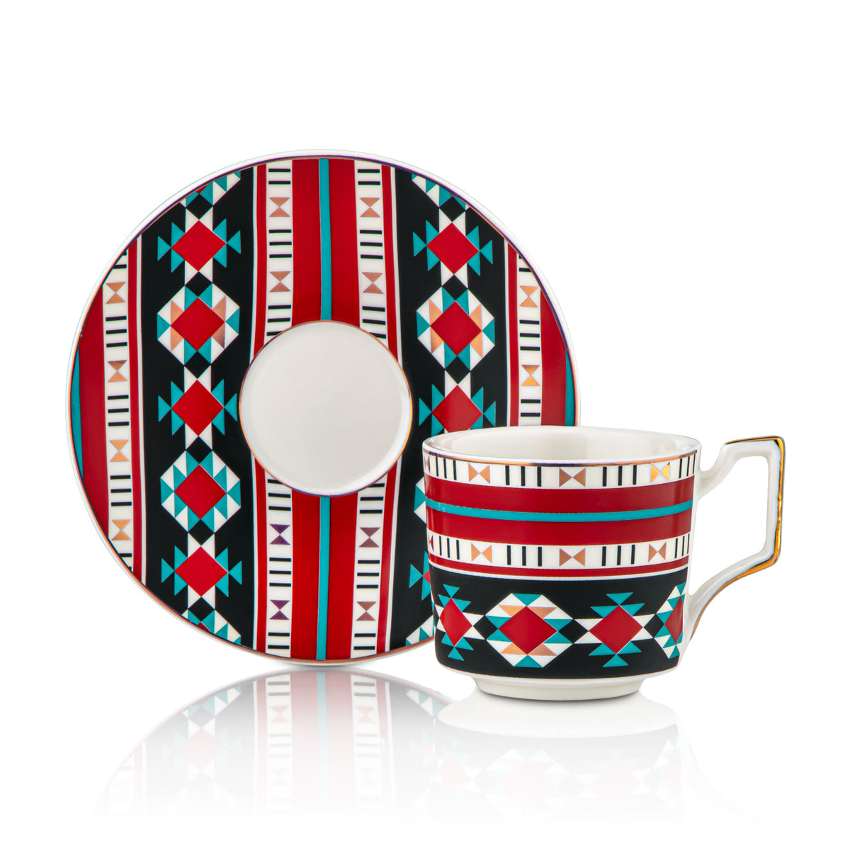 Almarjan 6 Pieces Fonon Collection Turkish Coffee Cup & Saucer - 7645