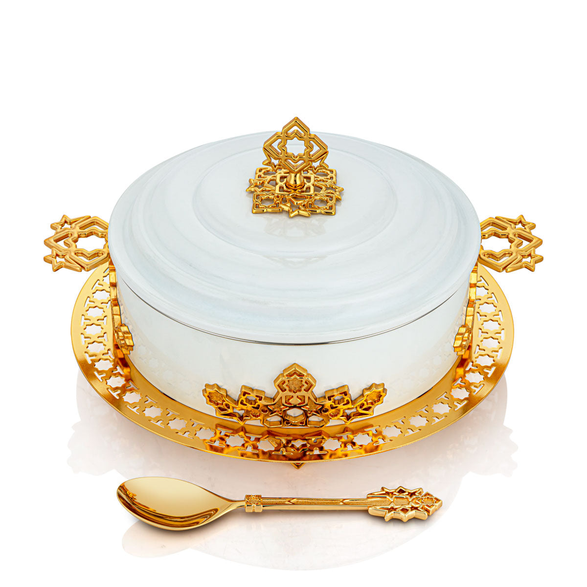 Almarjan 4000 ML Deluxe Hot Pot White & Gold - S13-004L