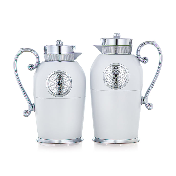 Almarjan 2 Pieces Vacuum Flask Set White & Chrome - SM-2C129-070/100 W/CR