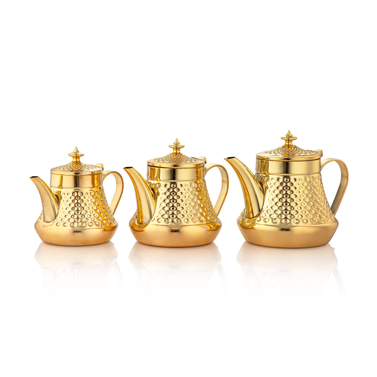 Almarjan 3 Pieces Stainless Steel Tea Pot Set Gold - STS0010624