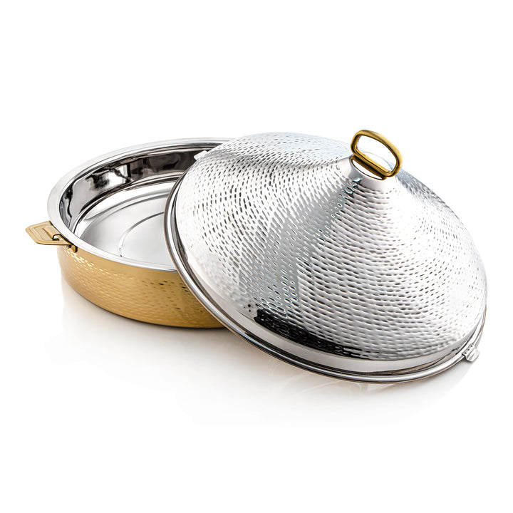 Almarjan 50 CM Abeer Collection Stainless Steel Hot Pot Silver & Gold - H21MG53 Lock