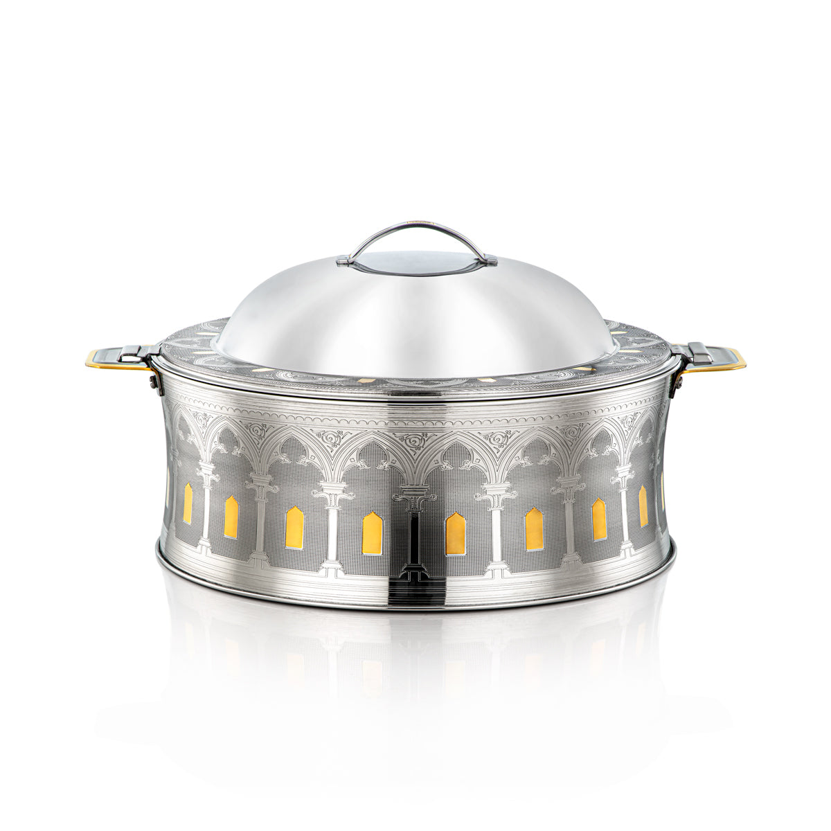 Almarjan 35 CM Reem Collection Stainless Steel Hot Pot Silver & Gold - H22EPG6