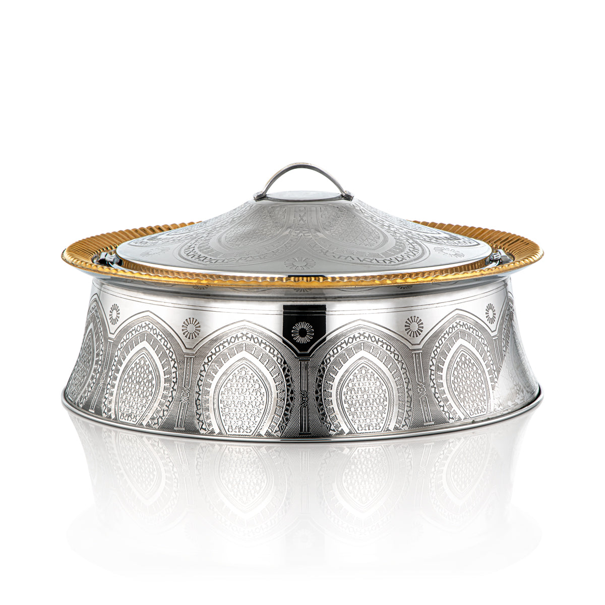 Almarjan 35 CM Afrah Collection Stainless Steel Hot Pot Silver & Gold - H22EPG1 Lock